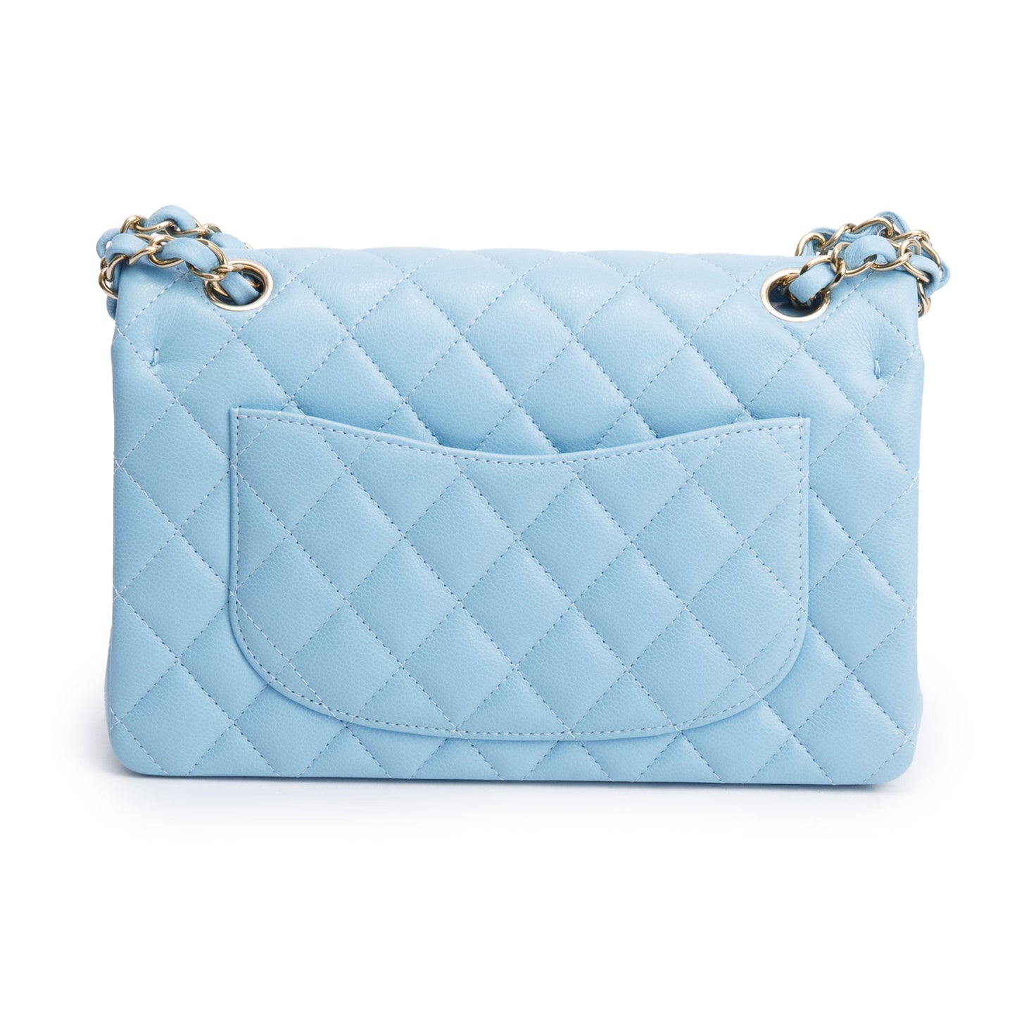 Chanel Light Blue Quilted Caviar Leather Classic Medium Double Flap Bag