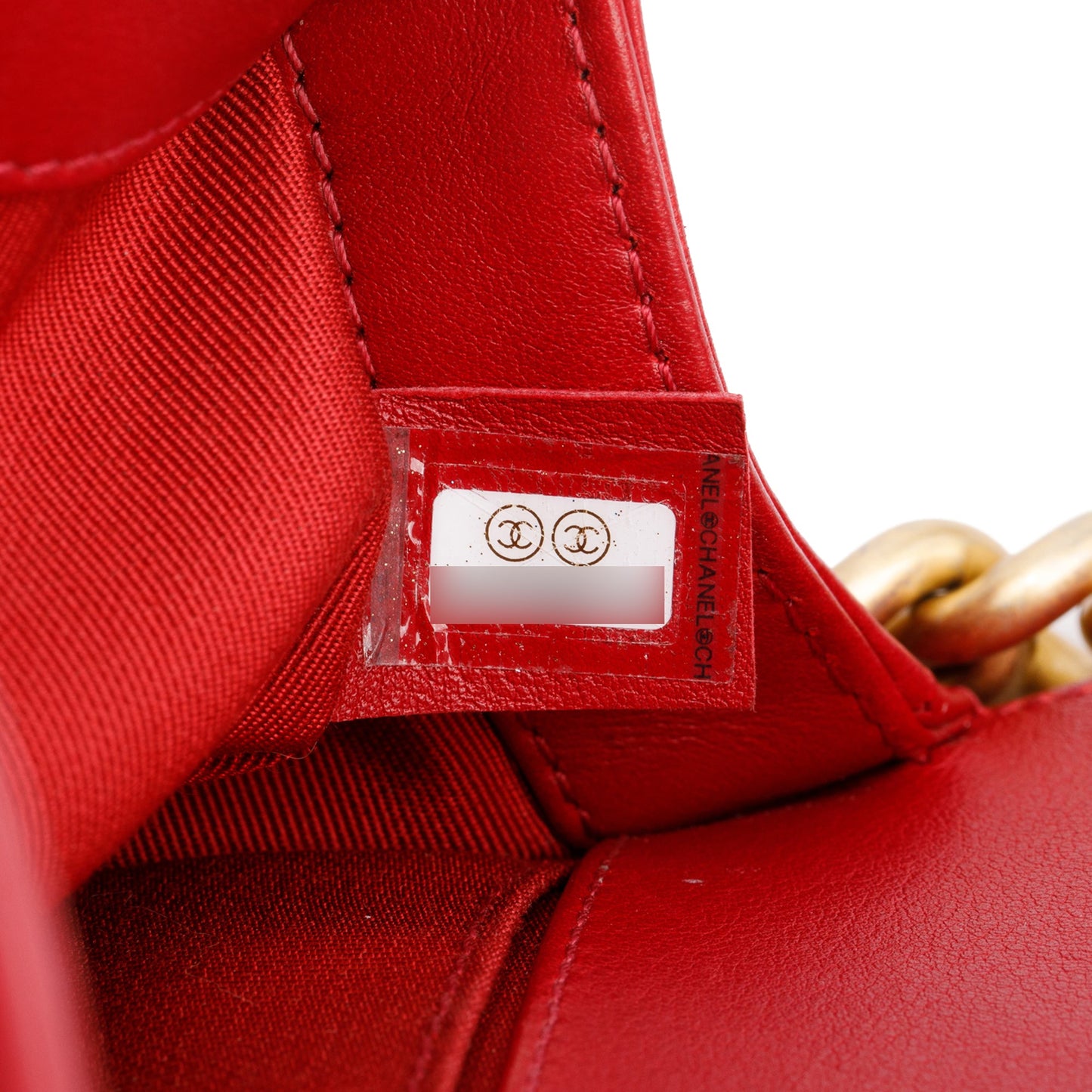 Chanel 2020 Red Quilted Lambskin Leather Small Logo Top Handle Boy Bag