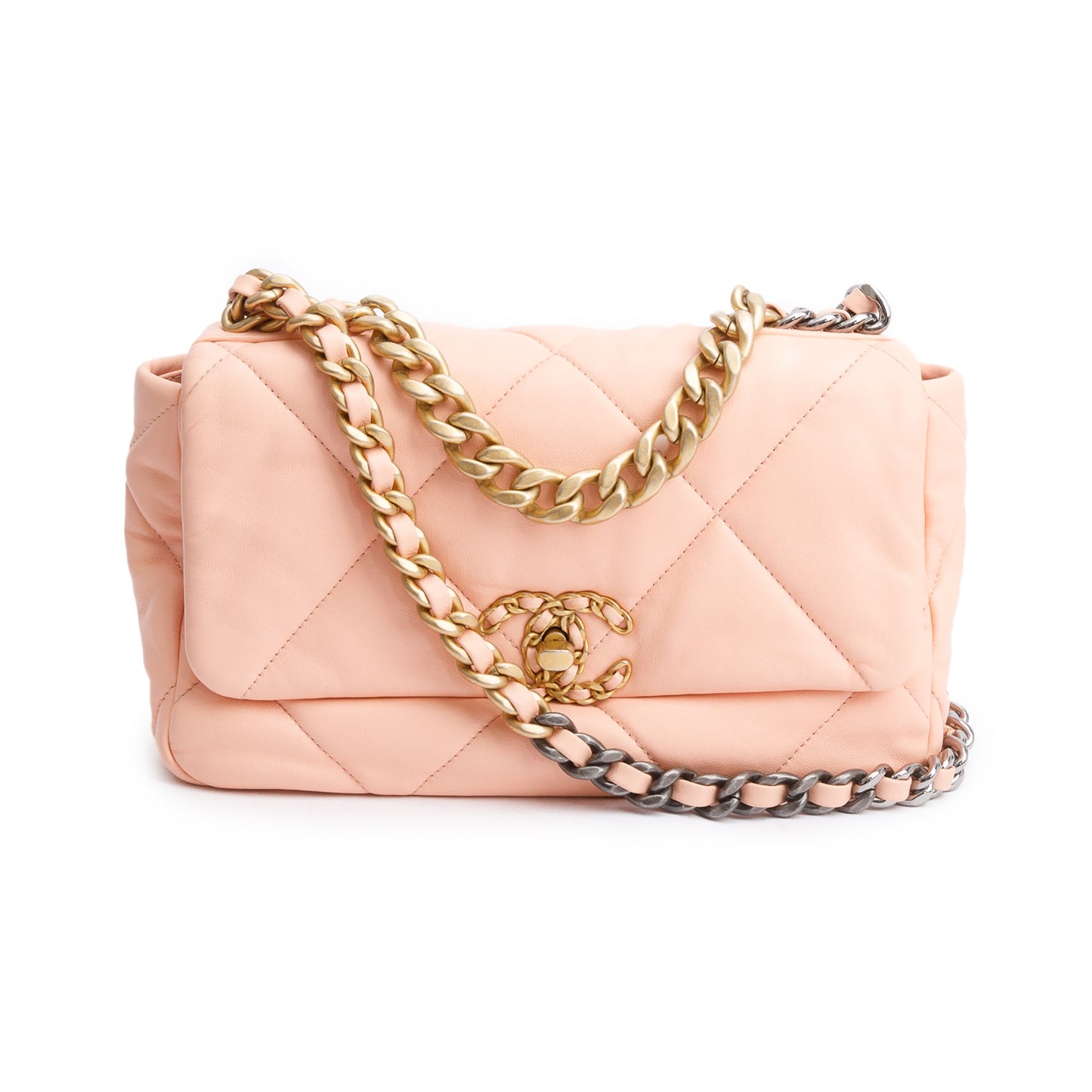 Chanel Peach Lambskin Leather Medium 19 Flap Bag