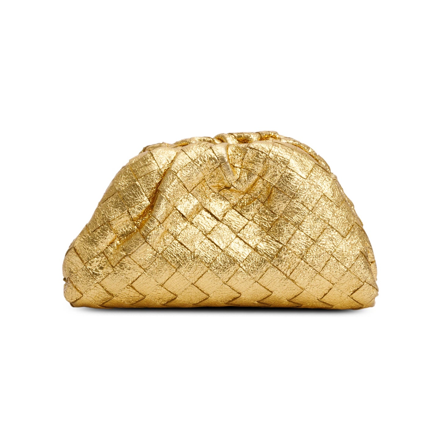 Bottega Veneta Gold Metallic Calfskin Intrecciato Leather The Mini Pouch
