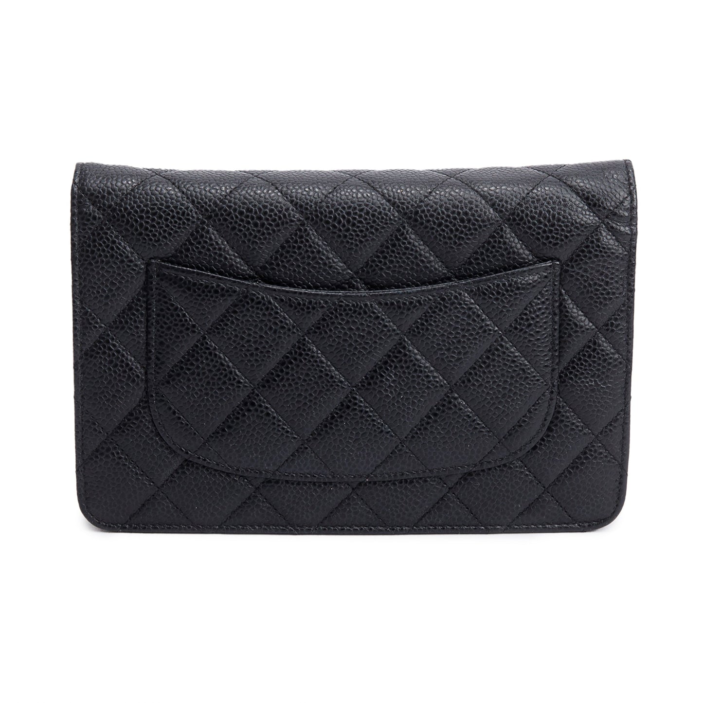 Chanel Black Quilted Caviar Leather Classic Wallet on Chain