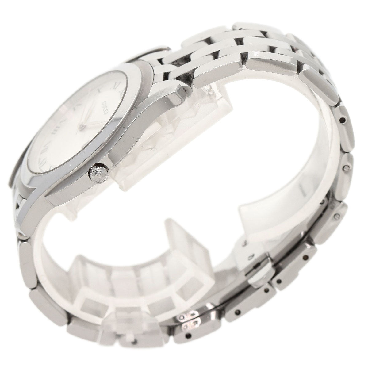 GUCCI Watches Quartz 5500M Stainless Steel , Stainless Steel Silver Round face Silver dial mens