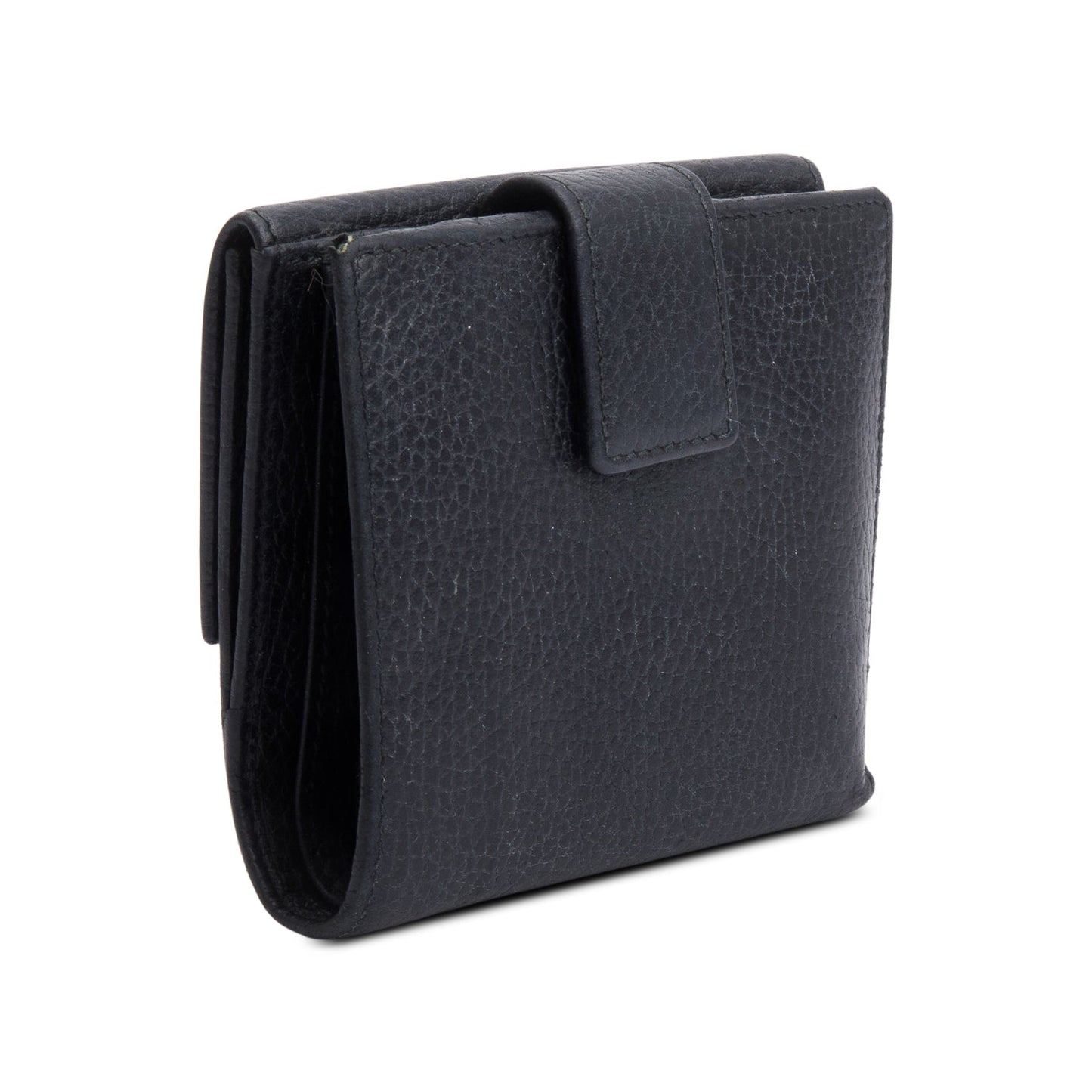 Gucci Black Calfskin Leather Double G French Flap Wallet