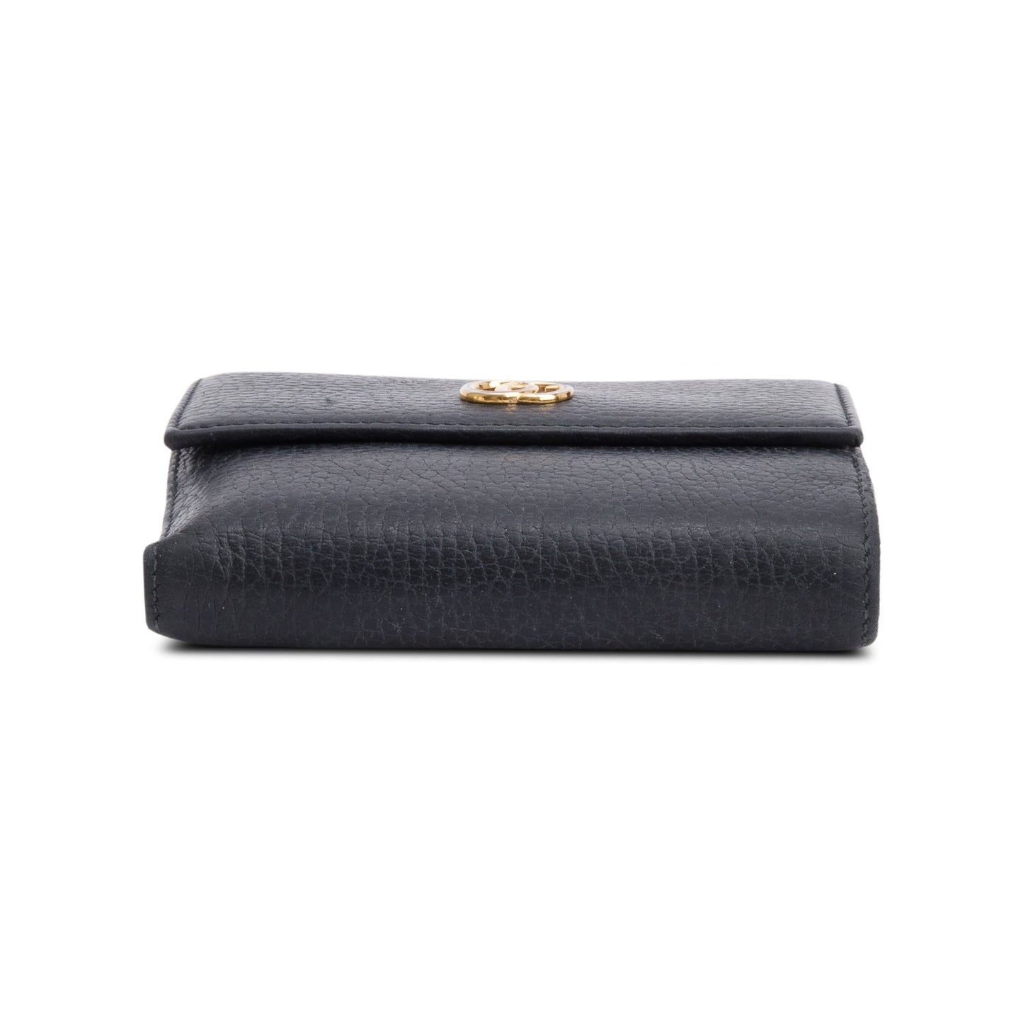 Gucci Black Calfskin Leather Double G French Flap Wallet
