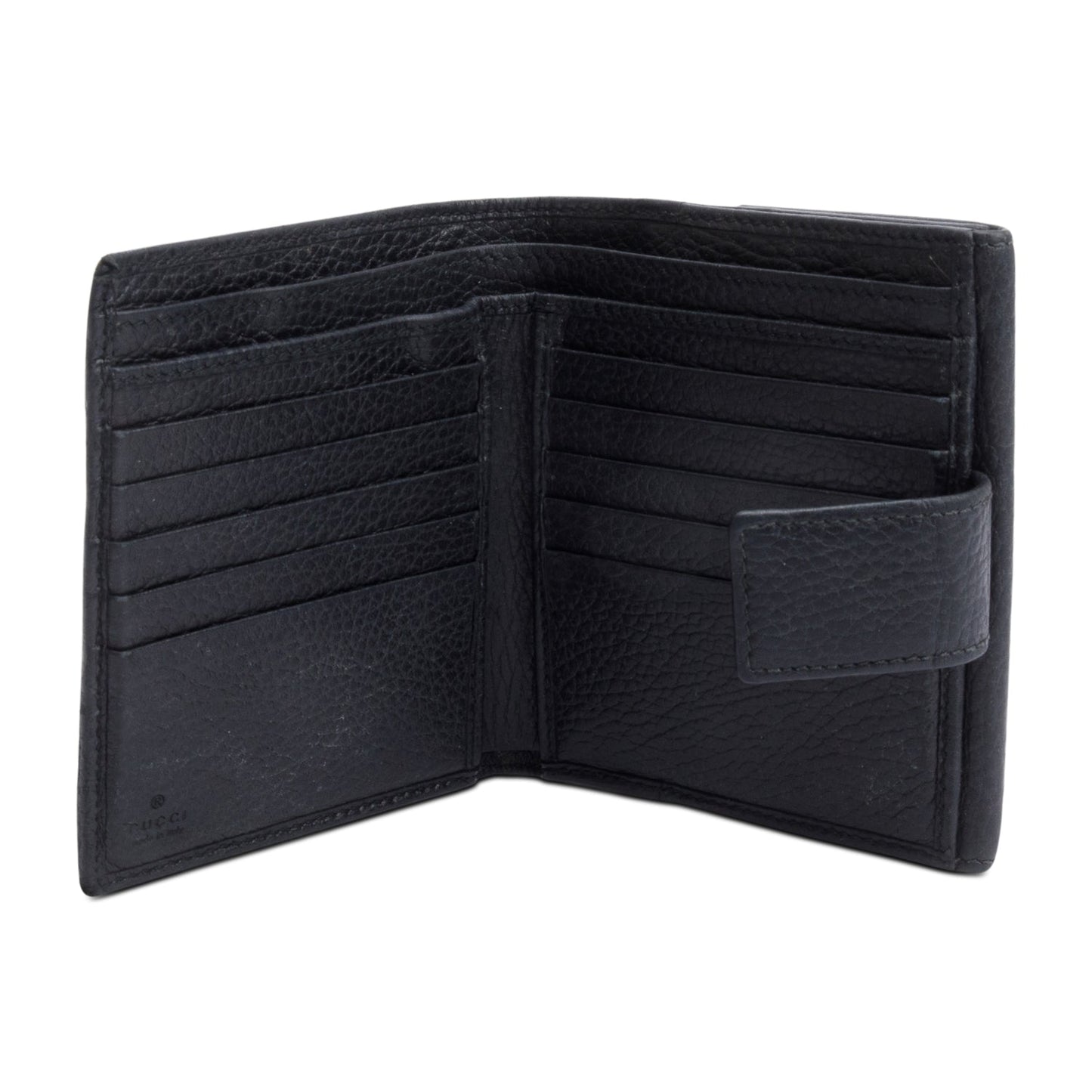 Gucci Black Calfskin Leather Double G French Flap Wallet
