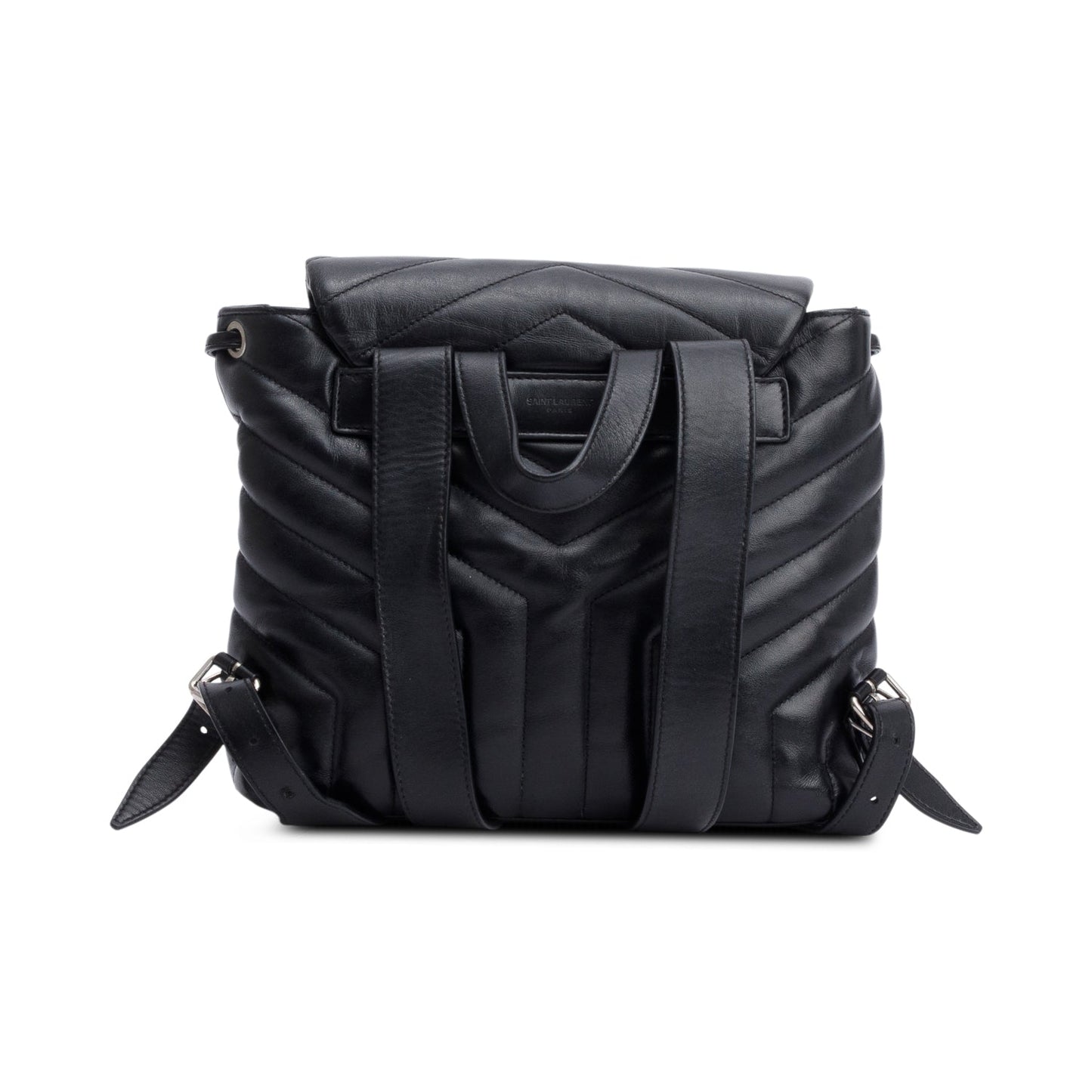 Saint Laurent Black Y Quilted Calfskin Leather Small Loulou Backpack
