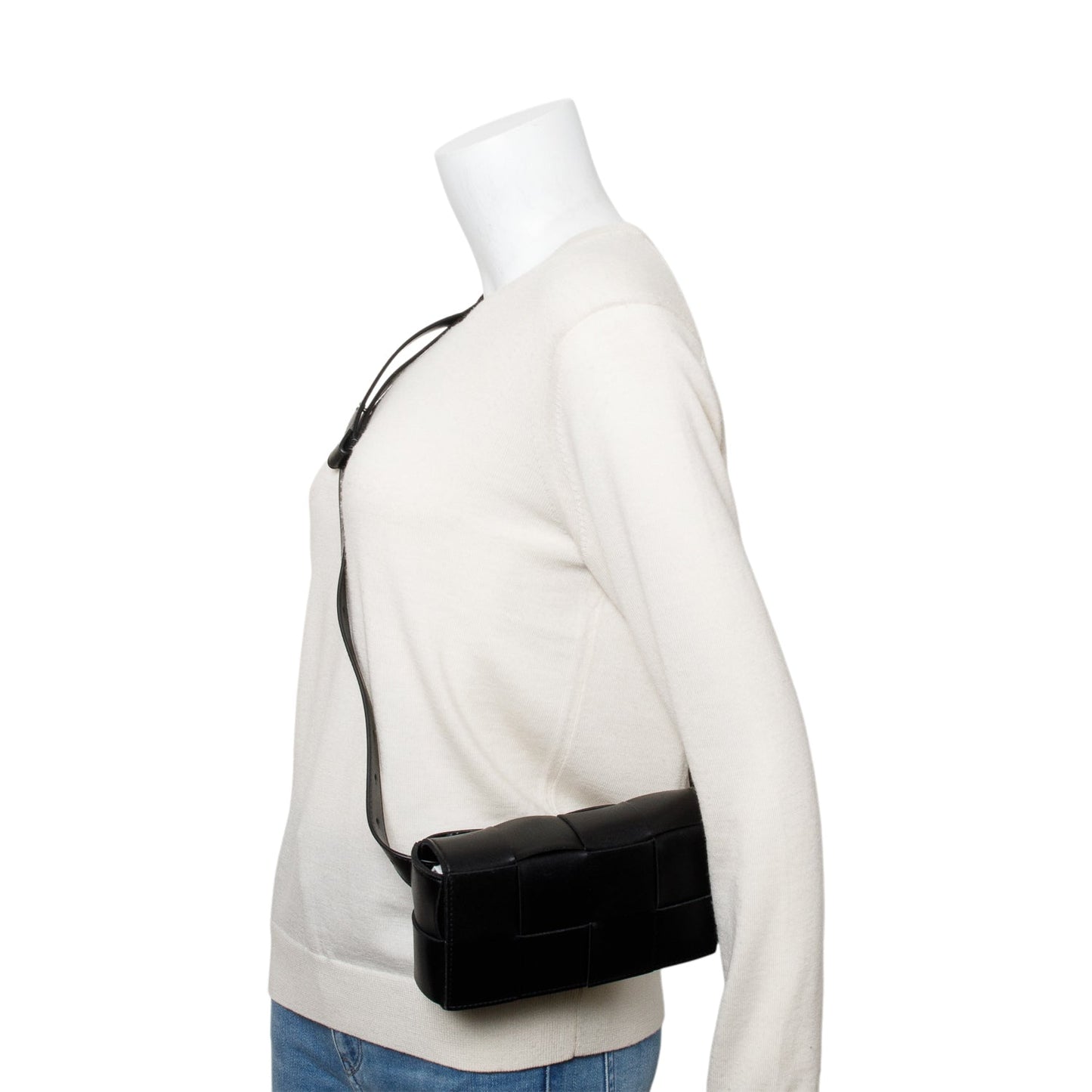 Bottega Veneta Black Nappa Leather Intrecciato Cassette Belt Bag