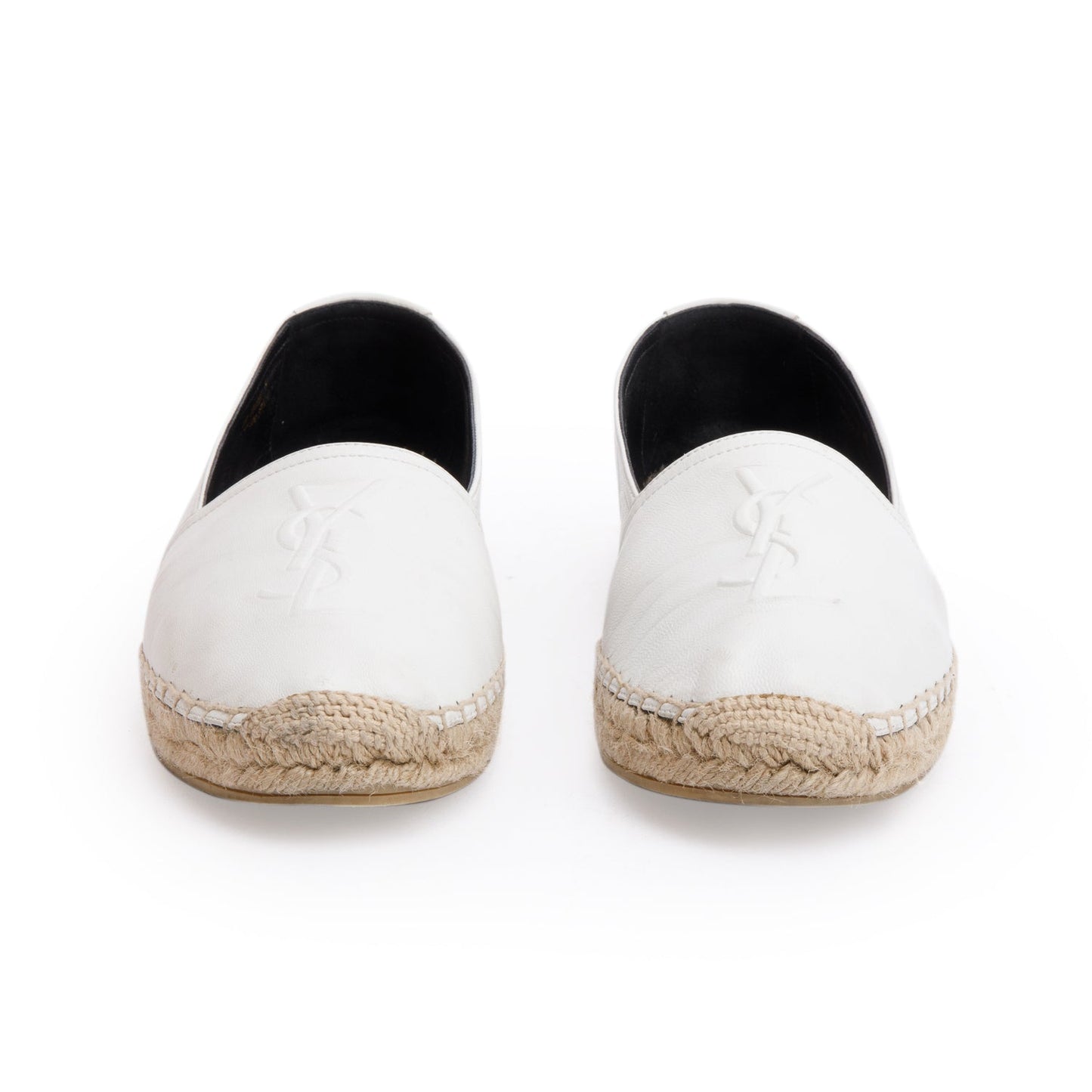 Saint Laurent White Lambskin Leather Espadrilles, Size 40