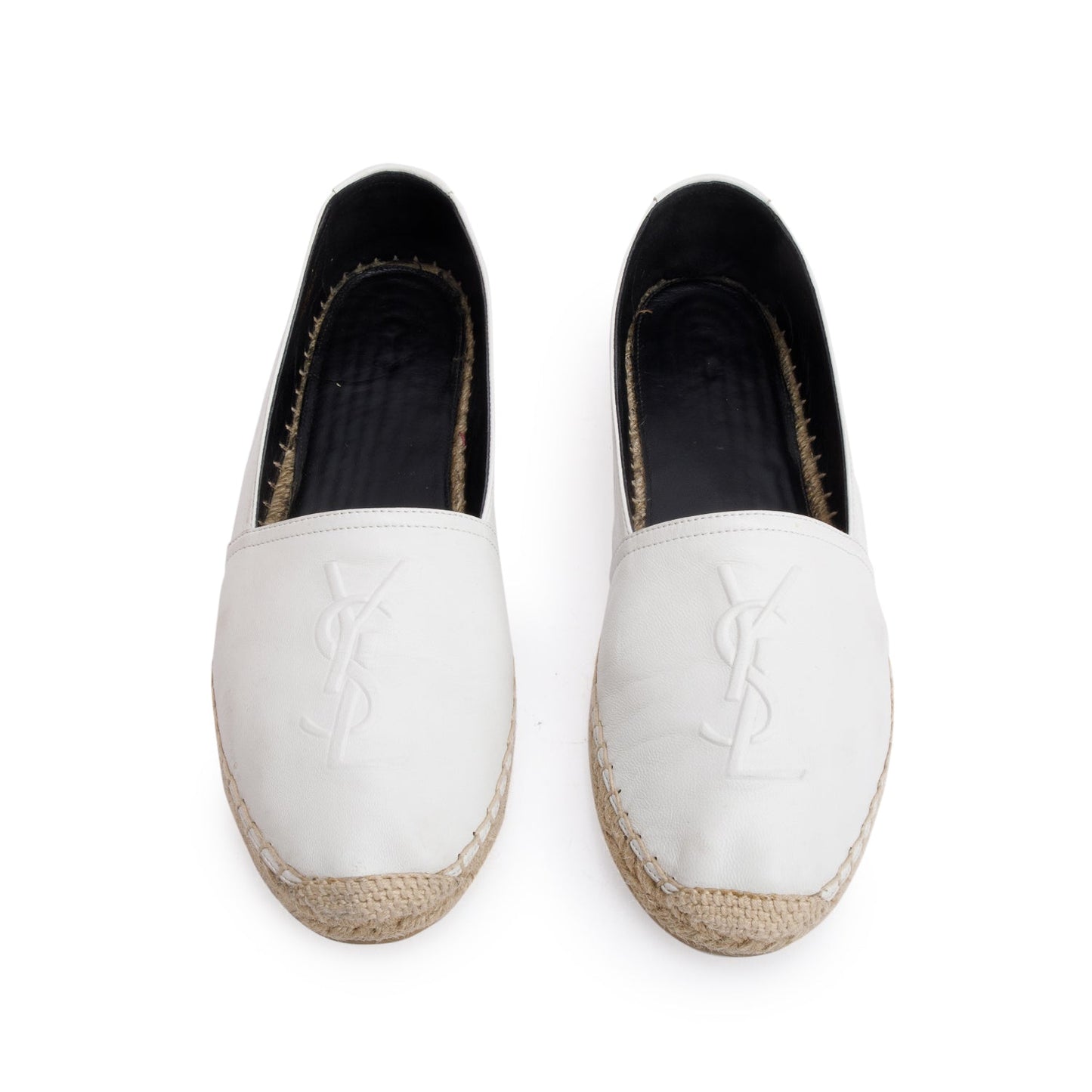 Saint Laurent White Lambskin Leather Espadrilles, Size 40