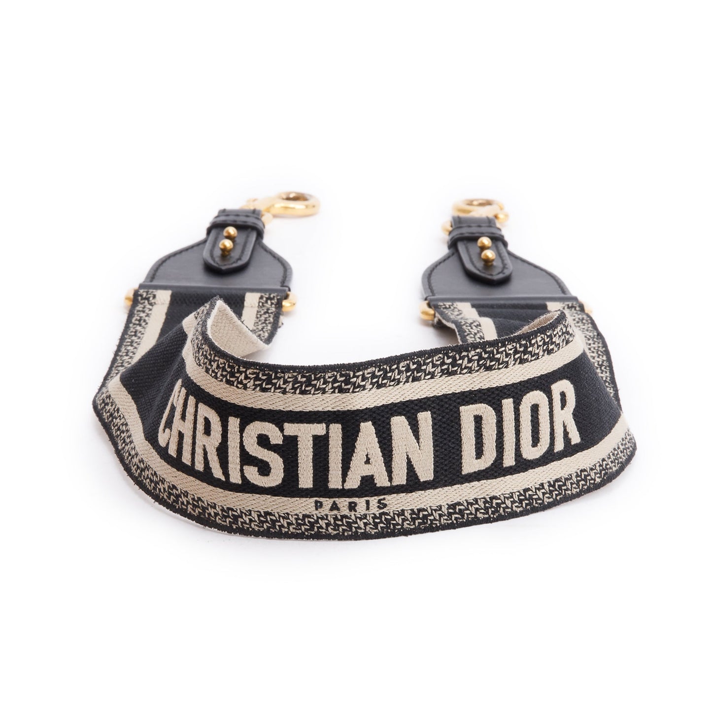 Christian Dior Navy/Beige Embroidered Woven Shoulder Strap