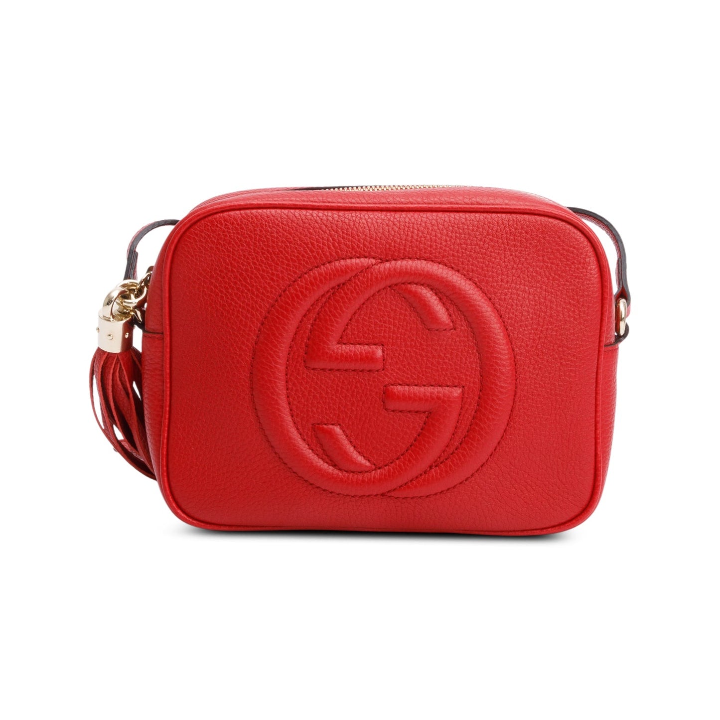Gucci Red Pebbled Calfskin Leather Small Soho Disco Bag