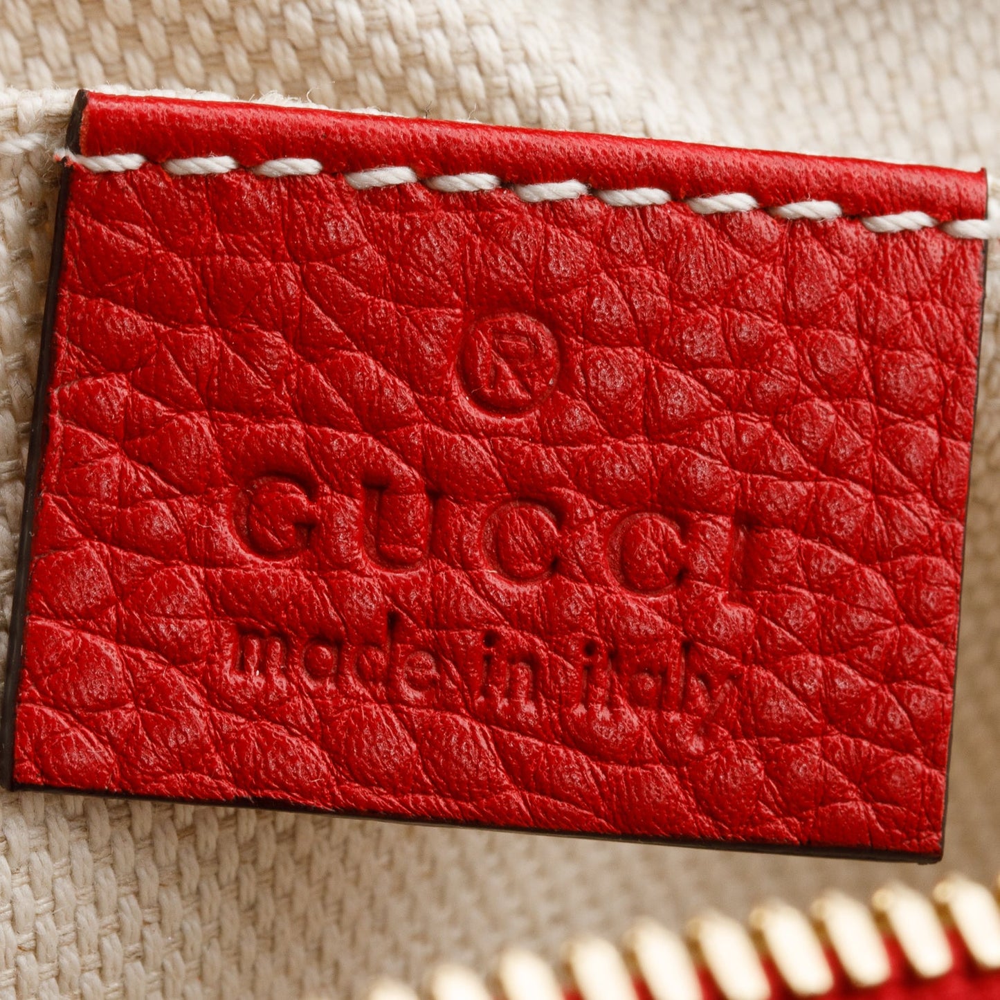 Gucci Red Pebbled Calfskin Leather Small Soho Disco Bag
