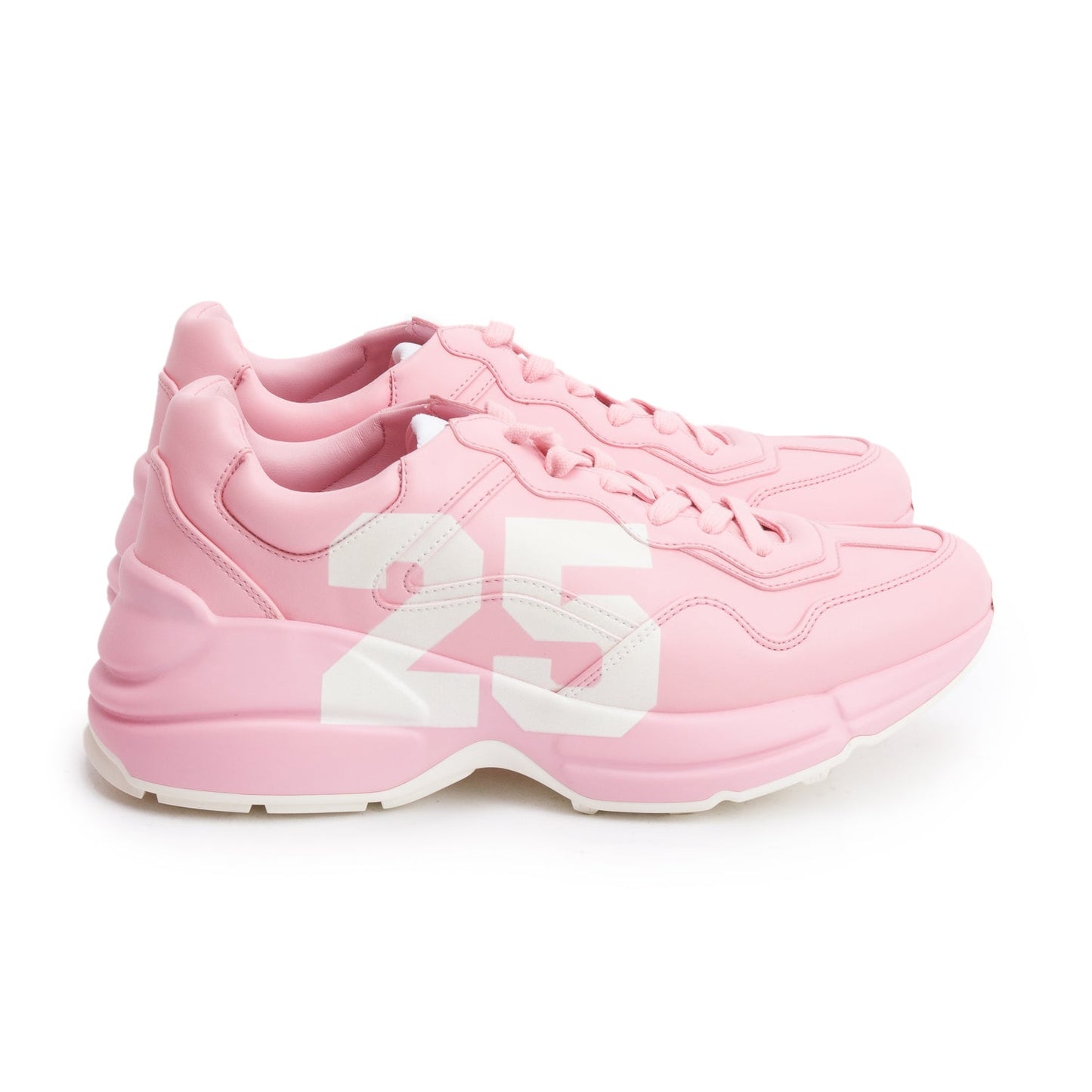 Gucci Pink Leather Women's Rhyton '25' Sneakers, Size 39