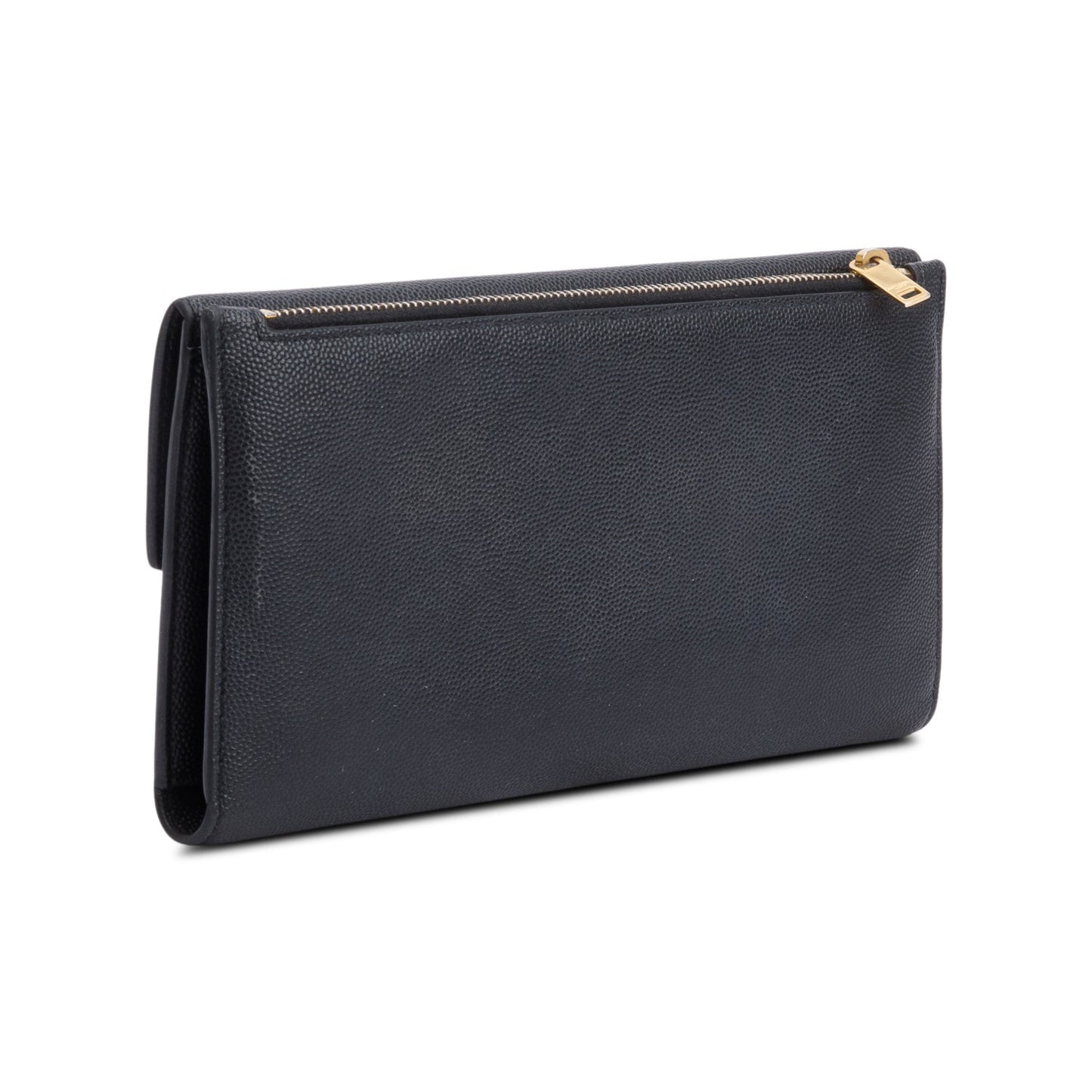 Saint Laurent Black Grain De Poudre Leather Large Flap Uptown Wallet Clutch