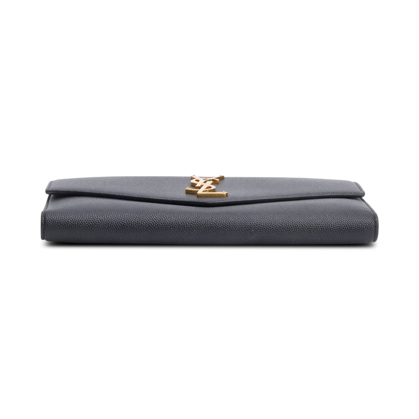 Saint Laurent Black Grain De Poudre Leather Large Flap Uptown Wallet Clutch