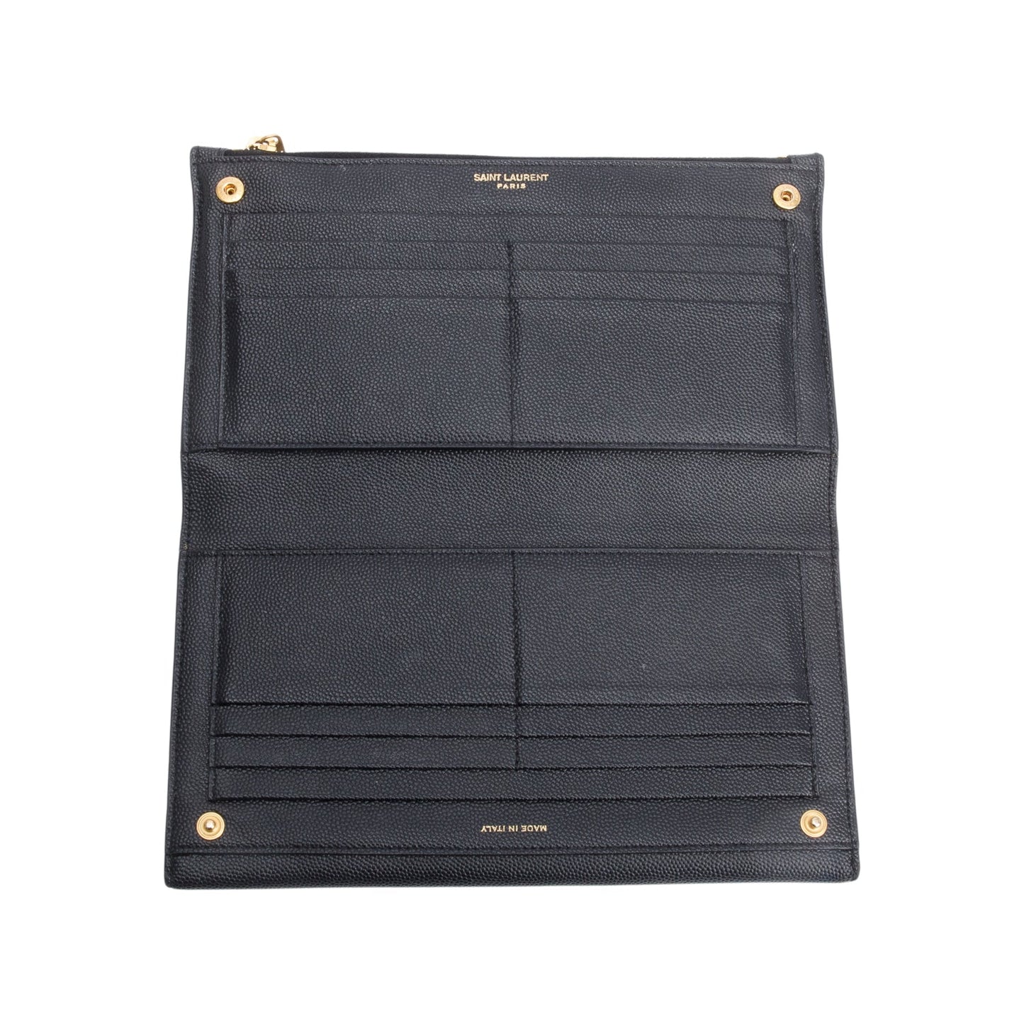 Saint Laurent Black Grain De Poudre Leather Large Flap Uptown Wallet Clutch