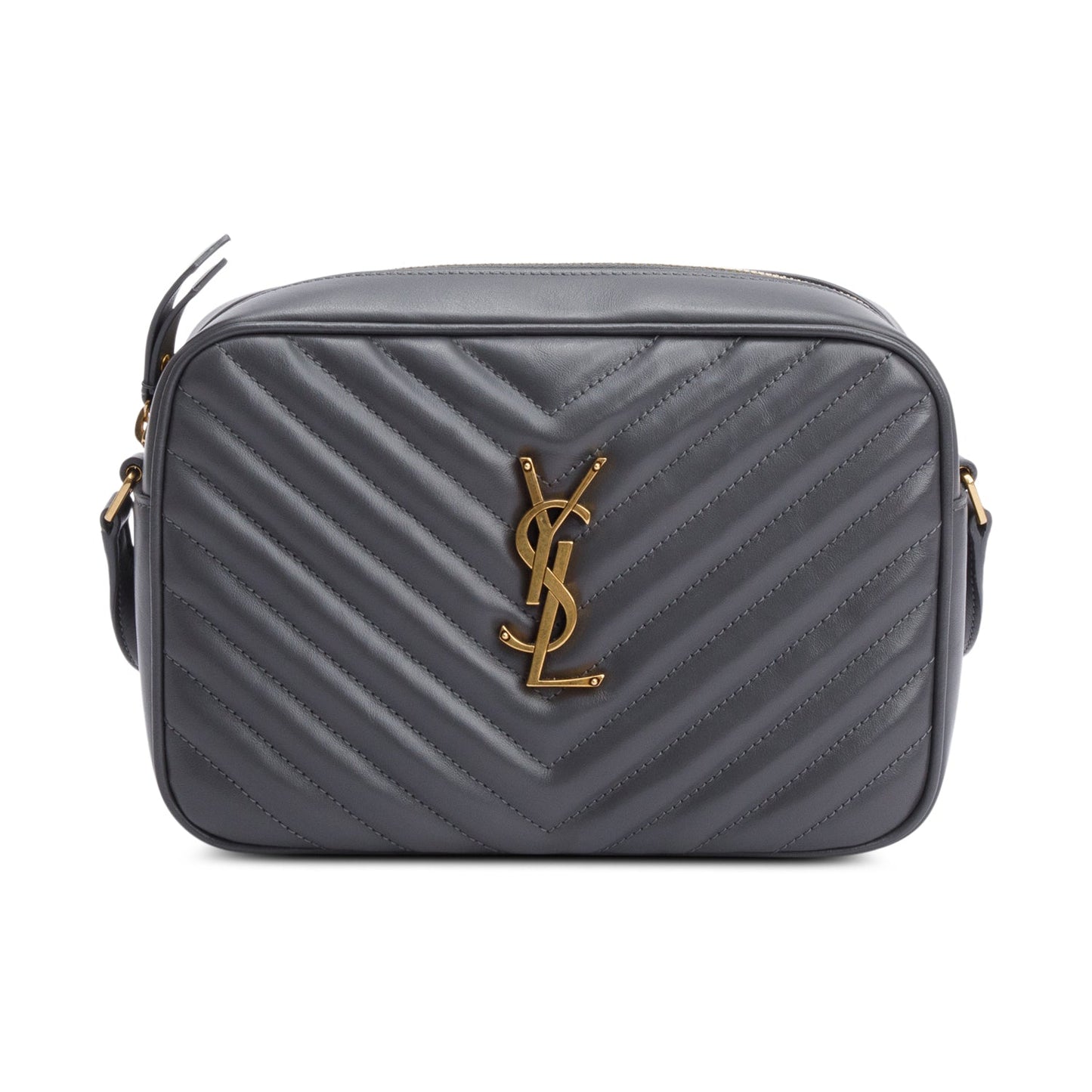 Saint Laurent 2021 Grey Quilted Leather Lou Camera Bag