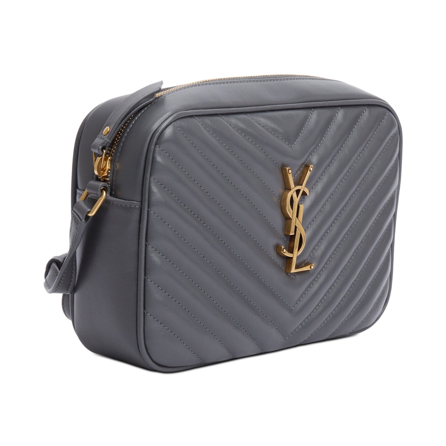 Saint Laurent 2021 Grey Quilted Leather Lou Camera Bag