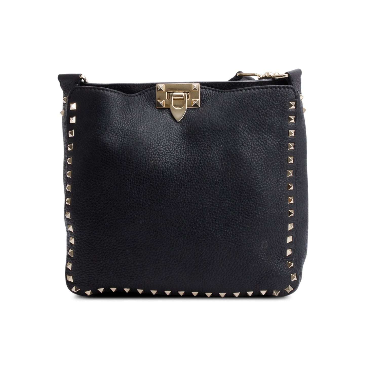 Valentino Black Calfskin Leather Small Rockstud Messenger Bag