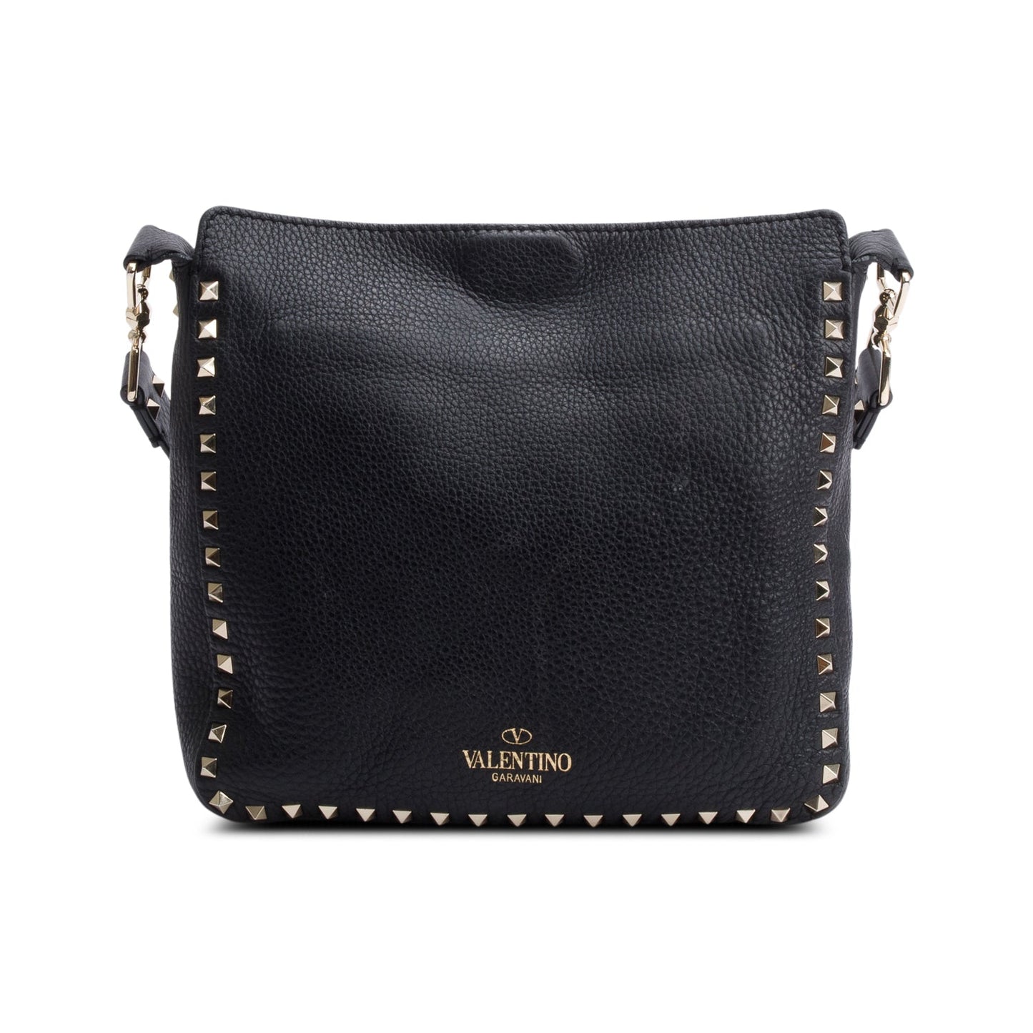 Valentino Black Calfskin Leather Small Rockstud Messenger Bag