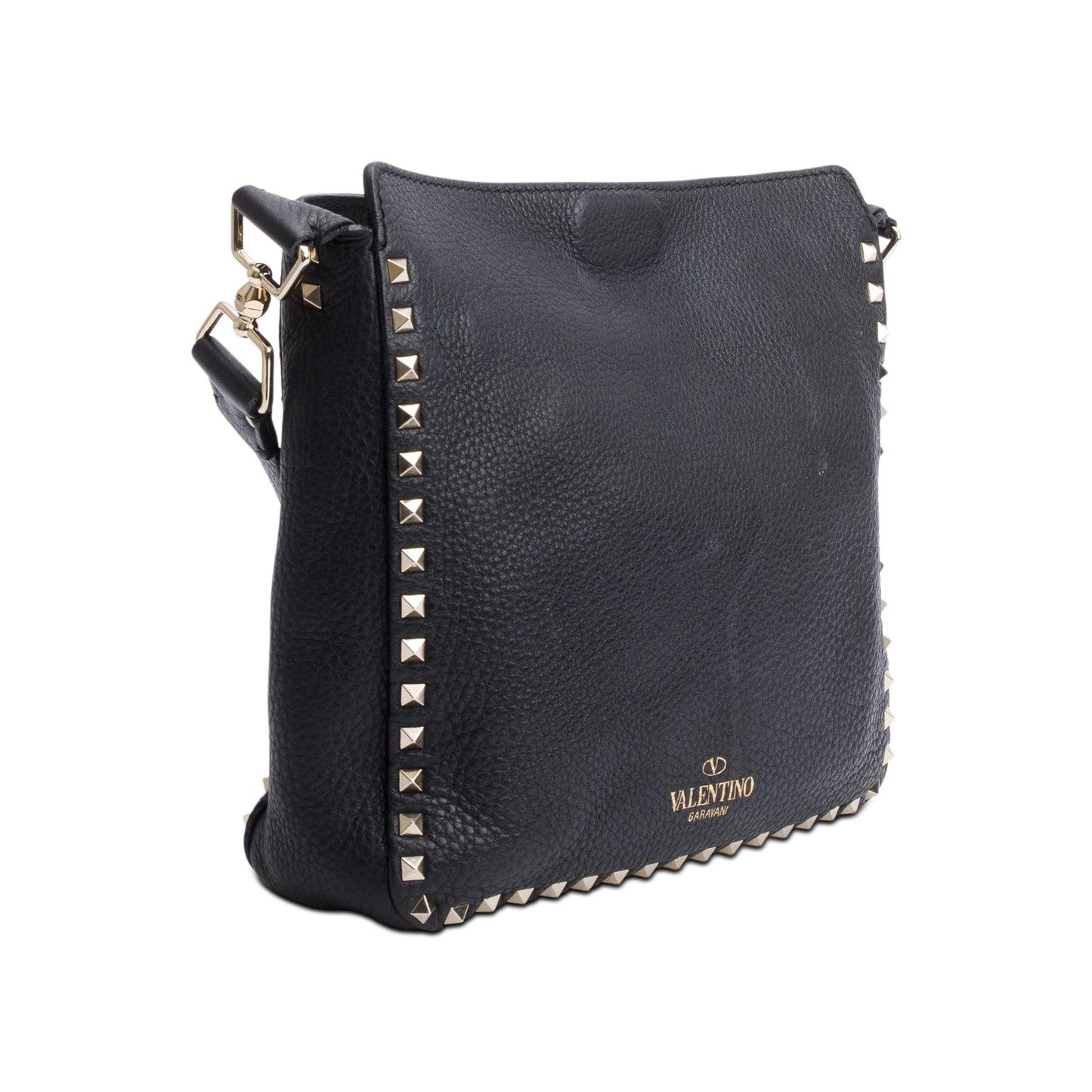 Valentino Black Calfskin Leather Small Rockstud Messenger Bag