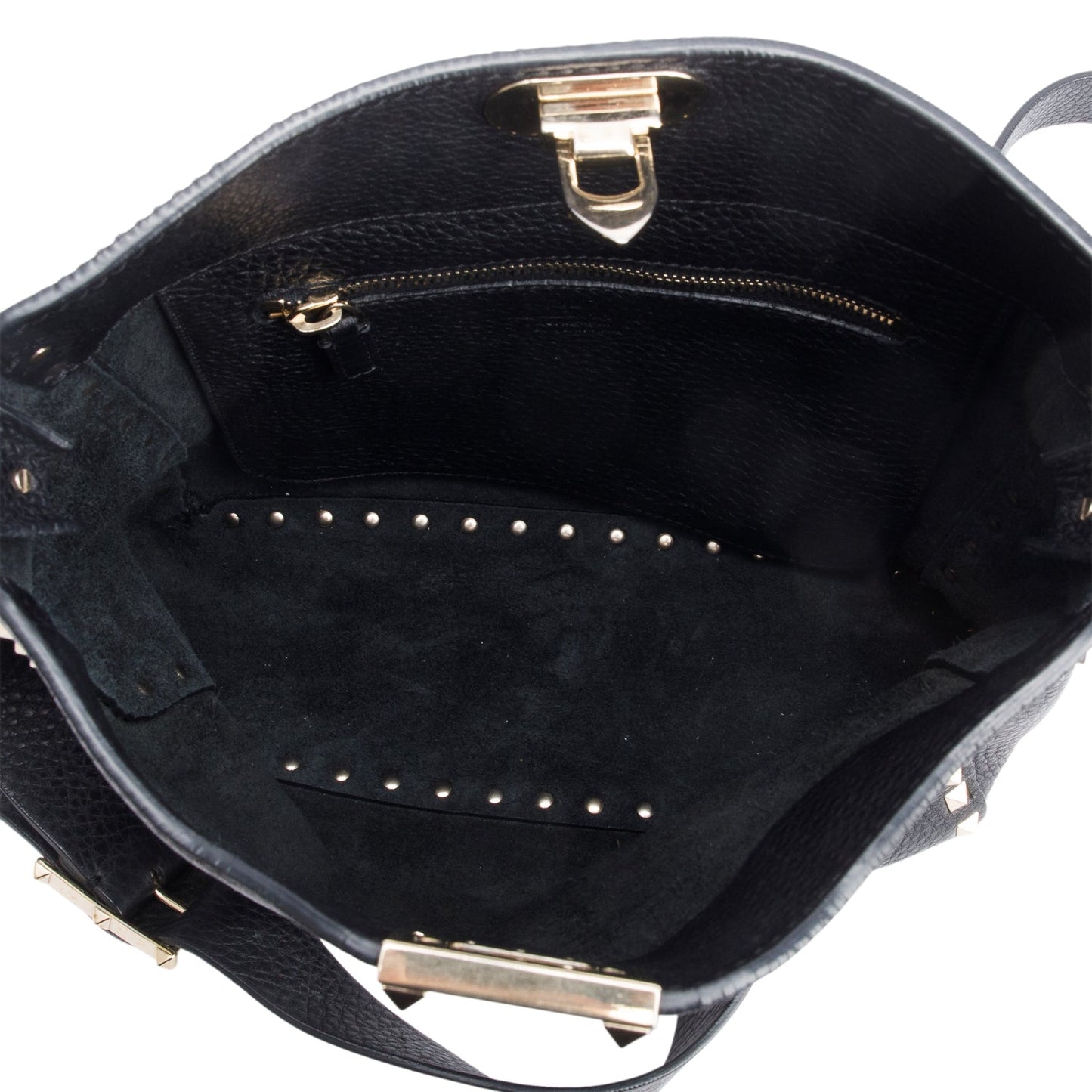 Valentino Black Calfskin Leather Small Rockstud Messenger Bag