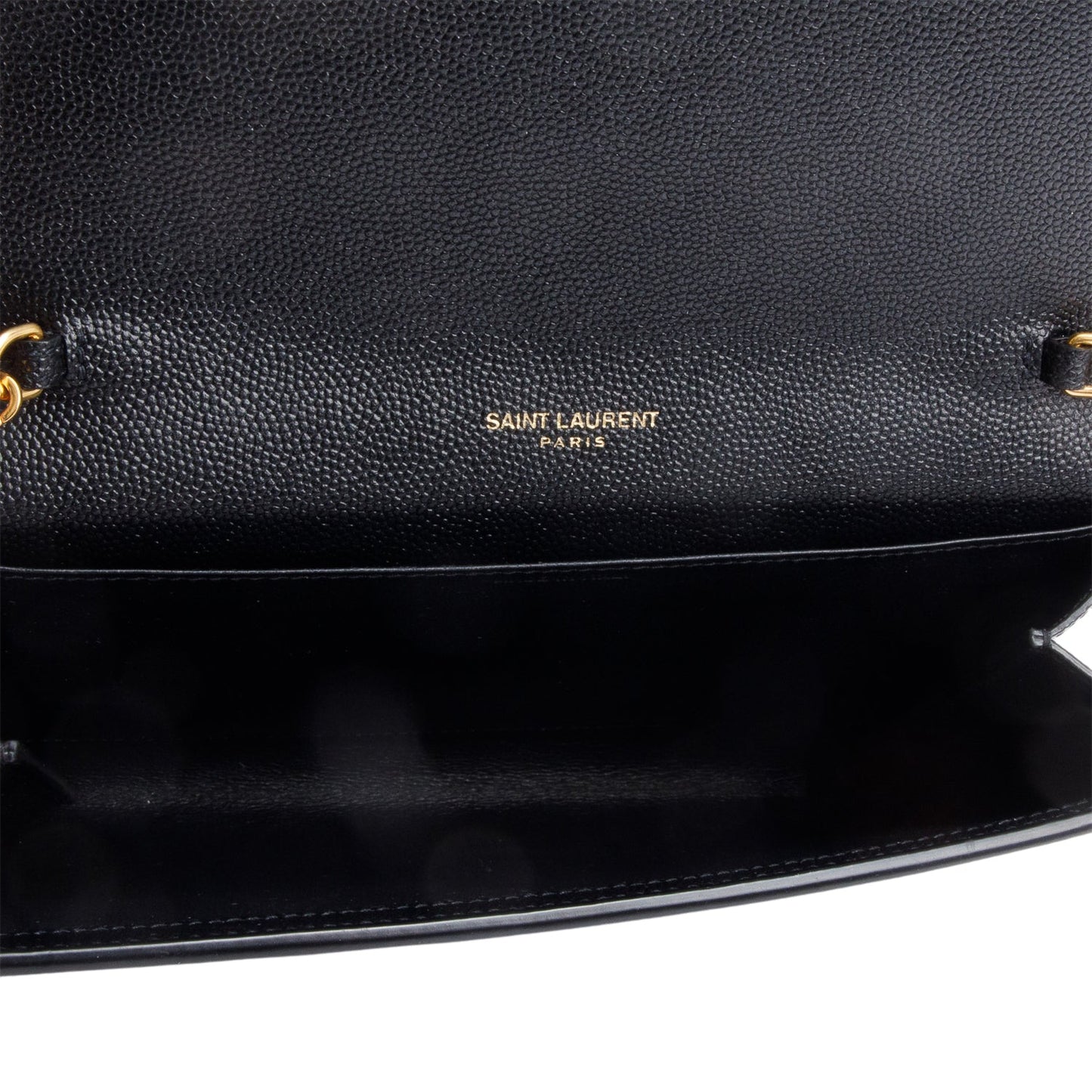 Saint Laurent Black Grain De Poudre Leather Uptown Chain Wallet