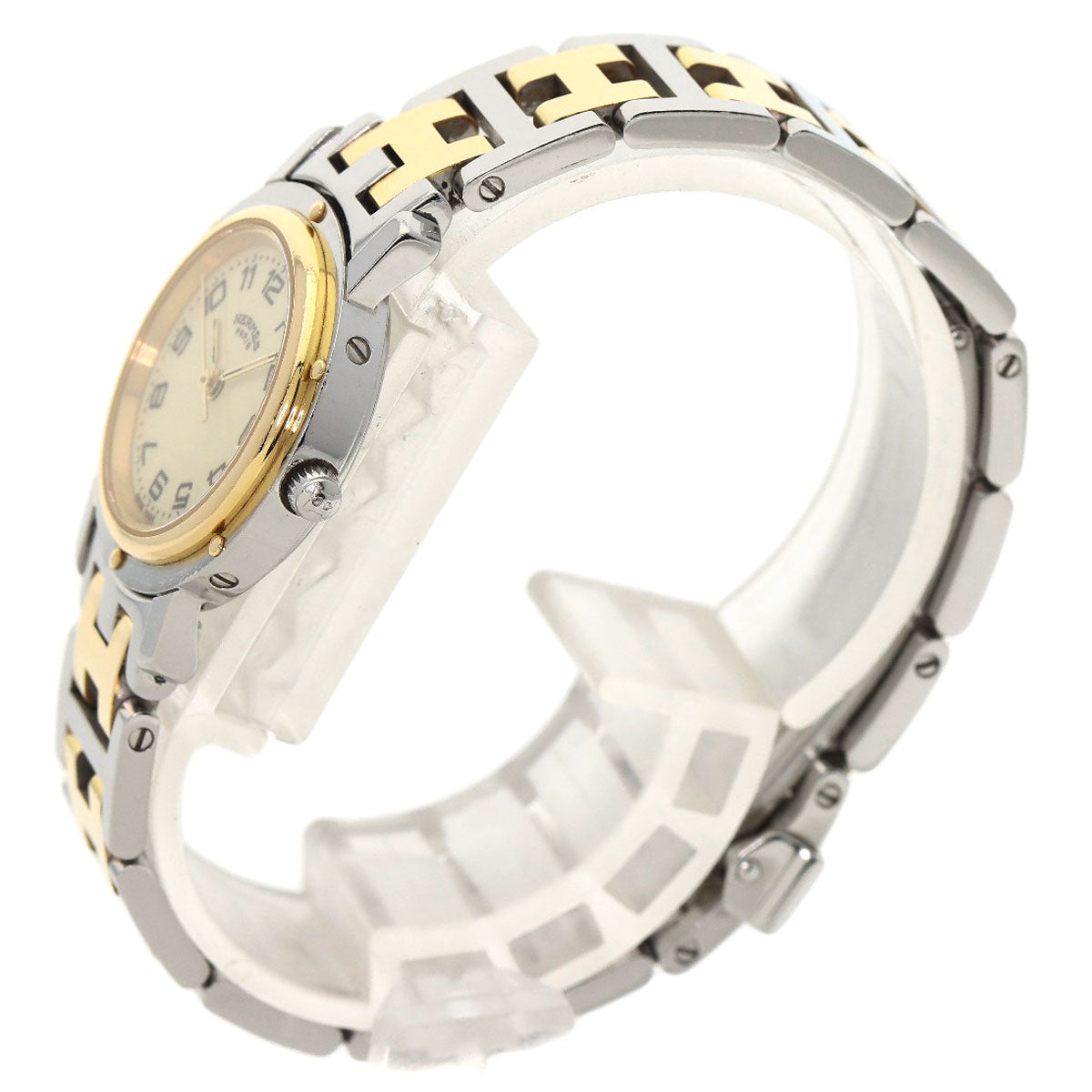 HERMES Watches Quartz CL4.220 Stainless Steel , SSxGP gold Clipper Ivory dial Women