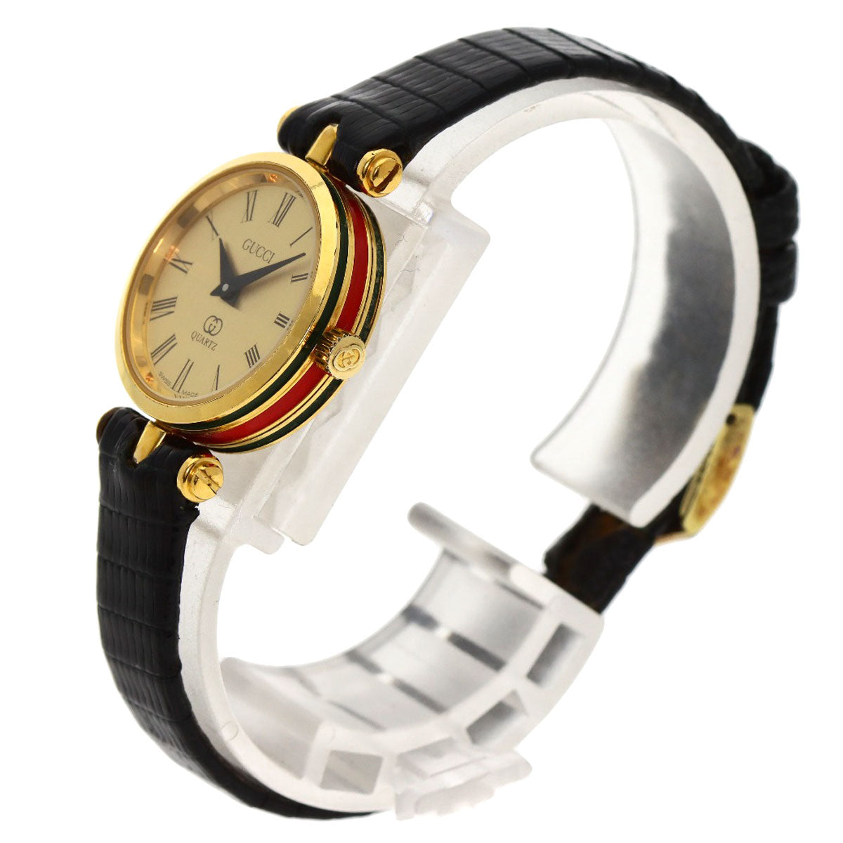 GUCCI Watches Quartz Gold Plated, Leather gold Sherry line gold dial Women