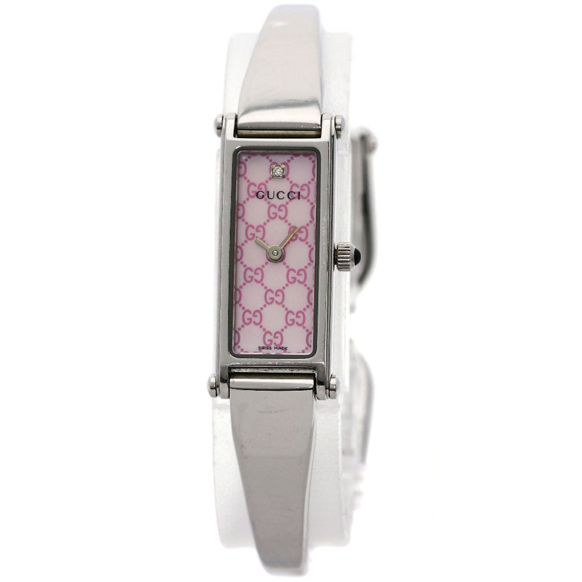 GUCCI Watches Quartz 1500L Stainless Steel , Stainless Steel Silver Square face Pink shell dial Women