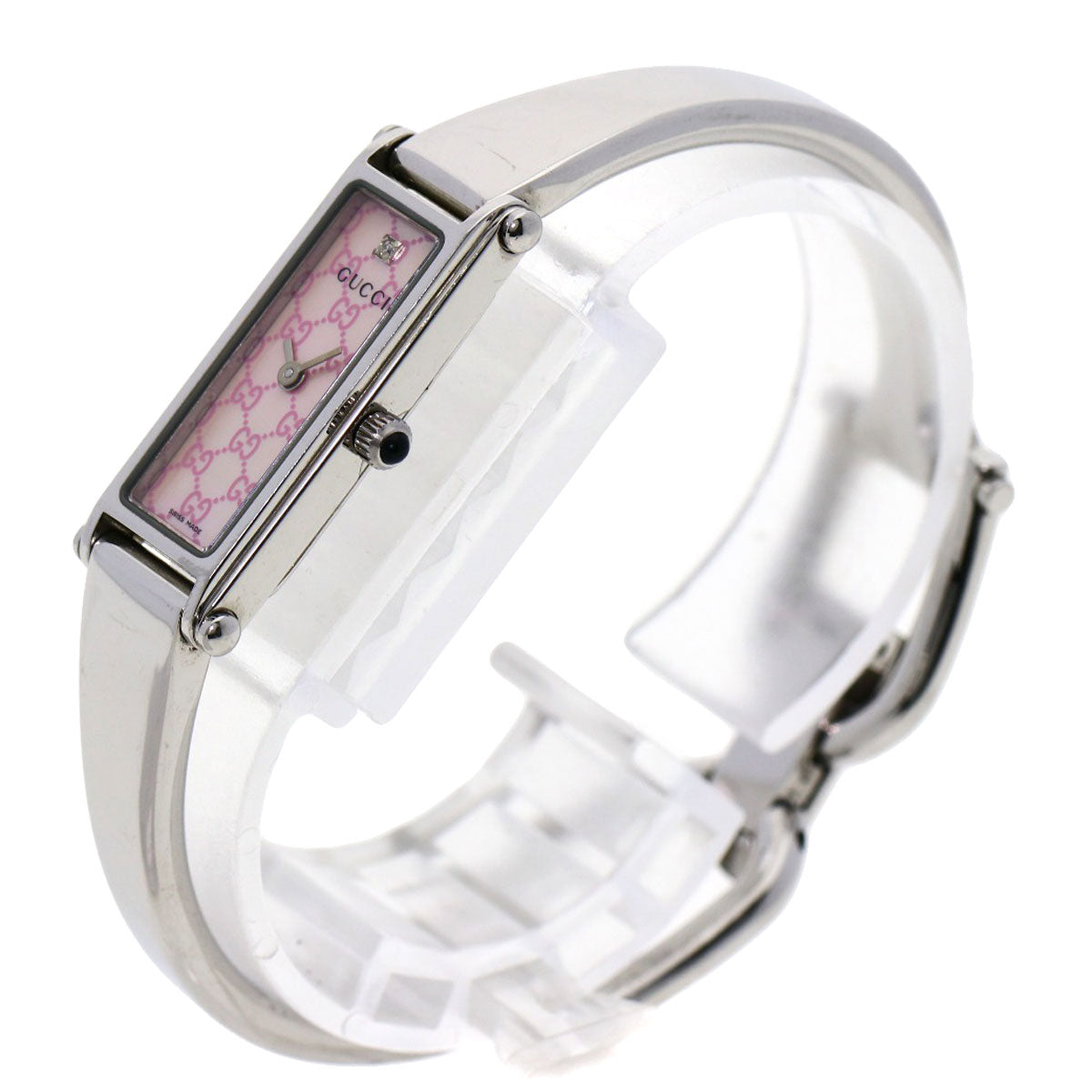 GUCCI Watches Quartz 1500L Stainless Steel , Stainless Steel Silver Square face Pink shell dial Women