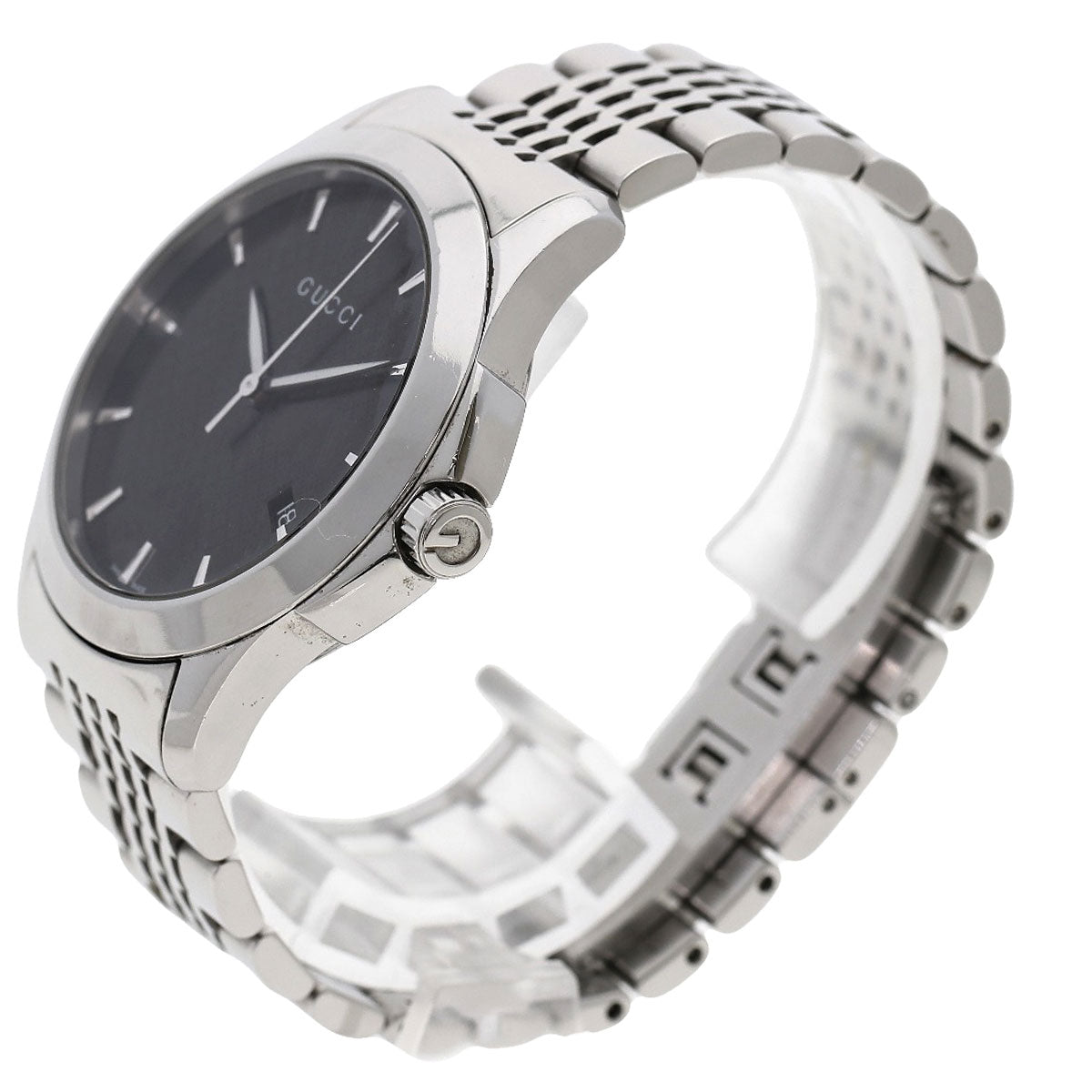 GUCCI Watches Quartz 126.4 Stainless Steel , Stainless Steel Silver G timeless black dial mens