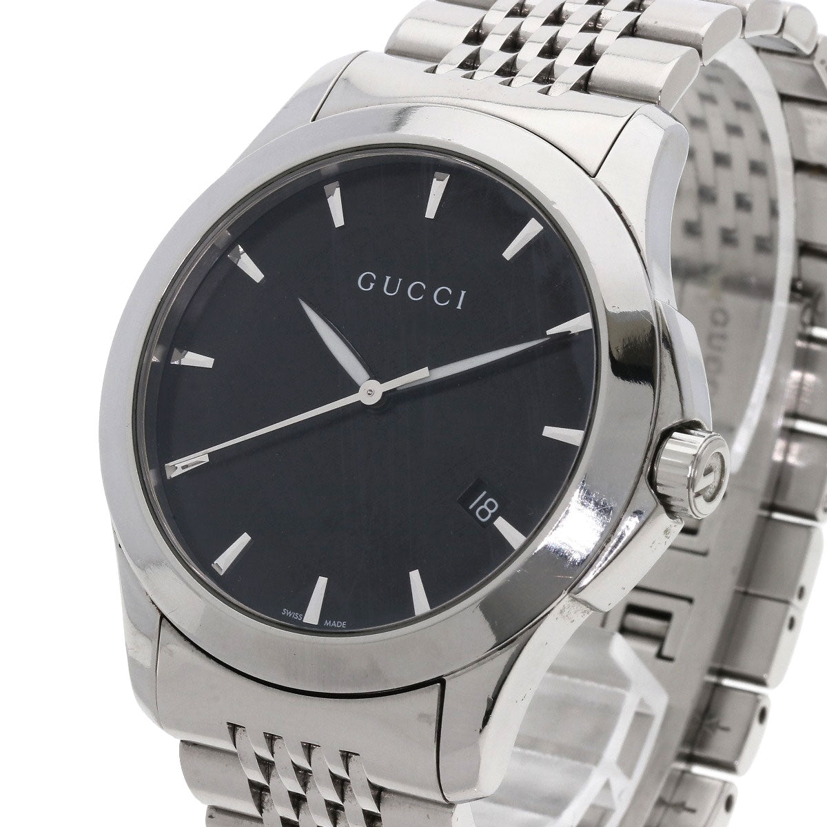GUCCI Watches Quartz 126.4 Stainless Steel , Stainless Steel Silver G timeless black dial mens