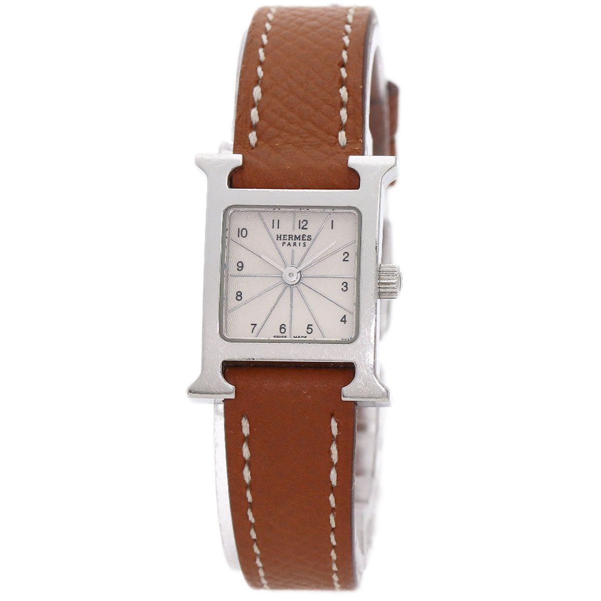 HERMES Watches Quartz HH1.110 Stainless Steel, Leather Silver H watch mini Silver dial Women