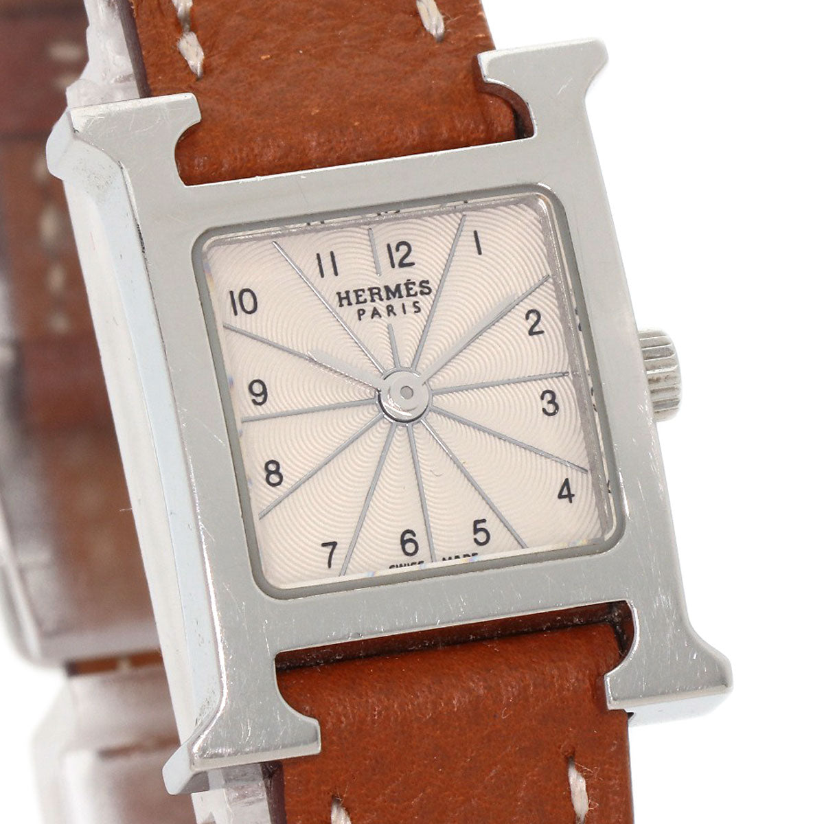 HERMES Watches Quartz HH1.110 Stainless Steel, Leather Silver H watch mini Silver dial Women