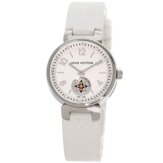 LOUIS VUITTON Watches Quartz Q8J10 Stainless Steel, Rubber Silver Tambour Moon Star Silver dial Women