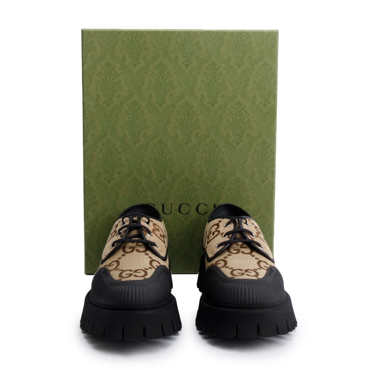Gucci Maxi GG Canvas Lace Up Oxford, Size 10.5