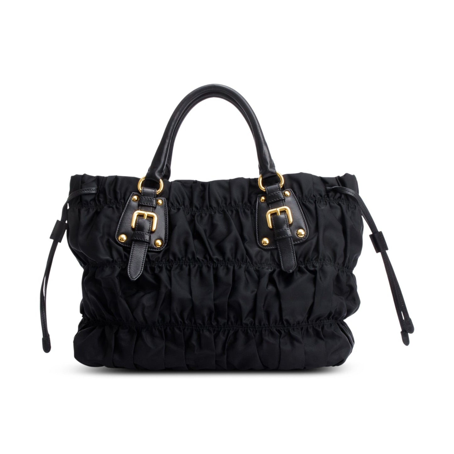 Prada Black Leather-Trimmed Tessuto Gaufre Tote