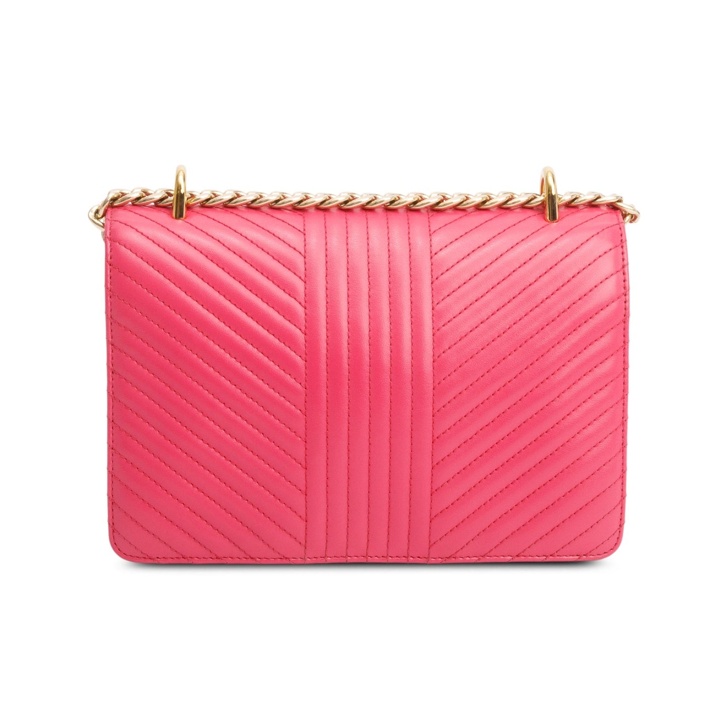 Prada Pink Soft Calf Chevron Impunture Chain Bag