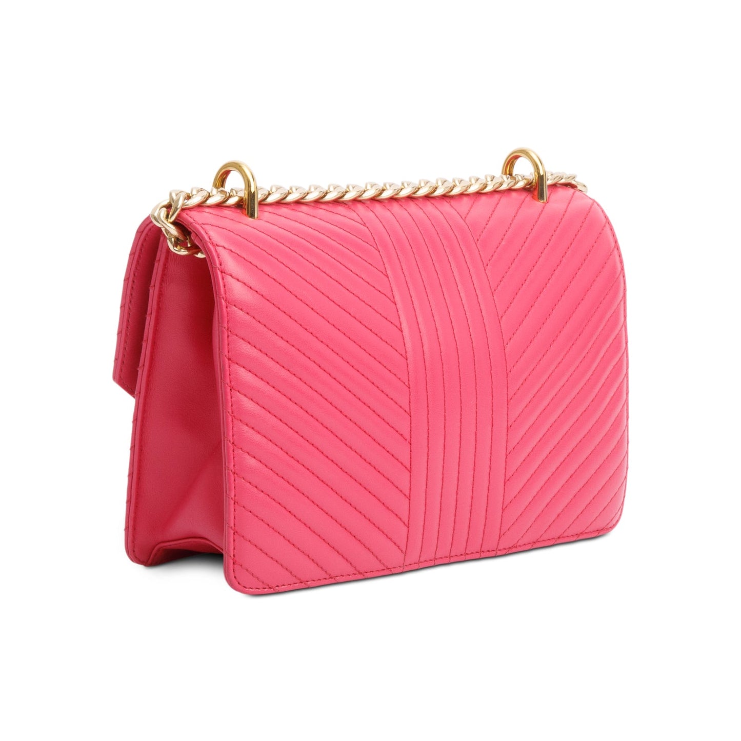 Prada Pink Soft Calf Chevron Impunture Chain Bag