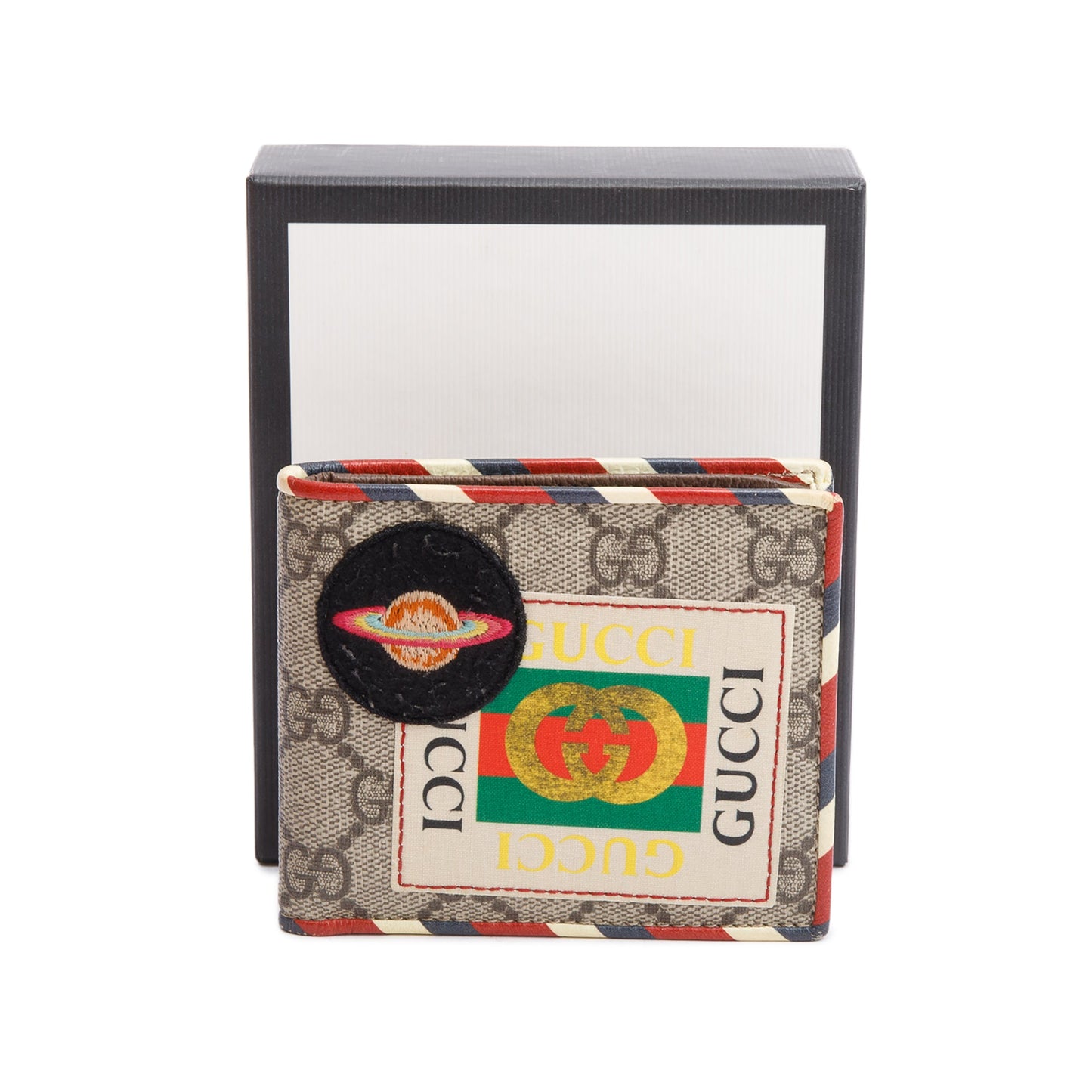 Gucci Beige & Multicolour Courrier GG Supreme Bifold Wallet