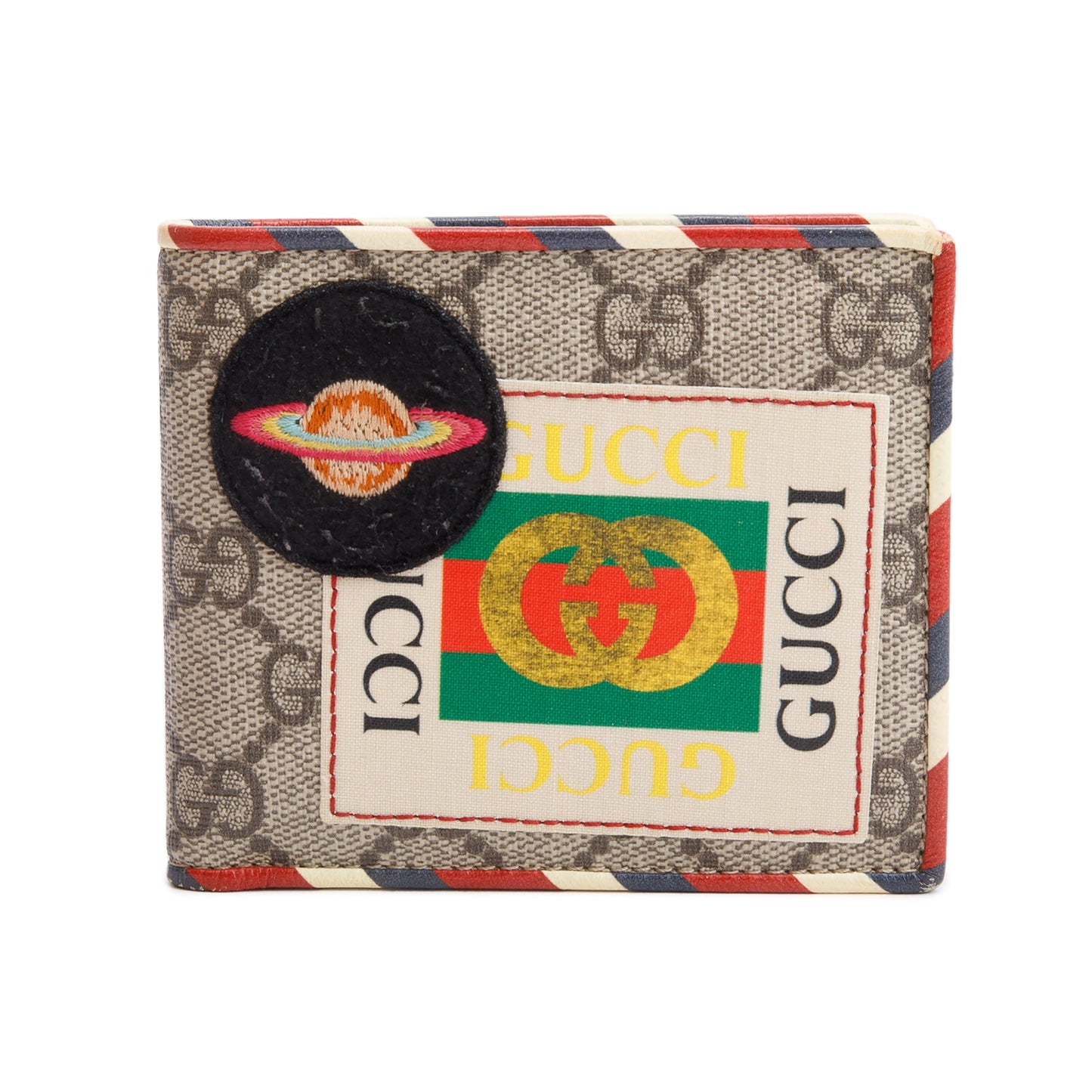 Gucci Beige & Multicolour Courrier GG Supreme Bifold Wallet