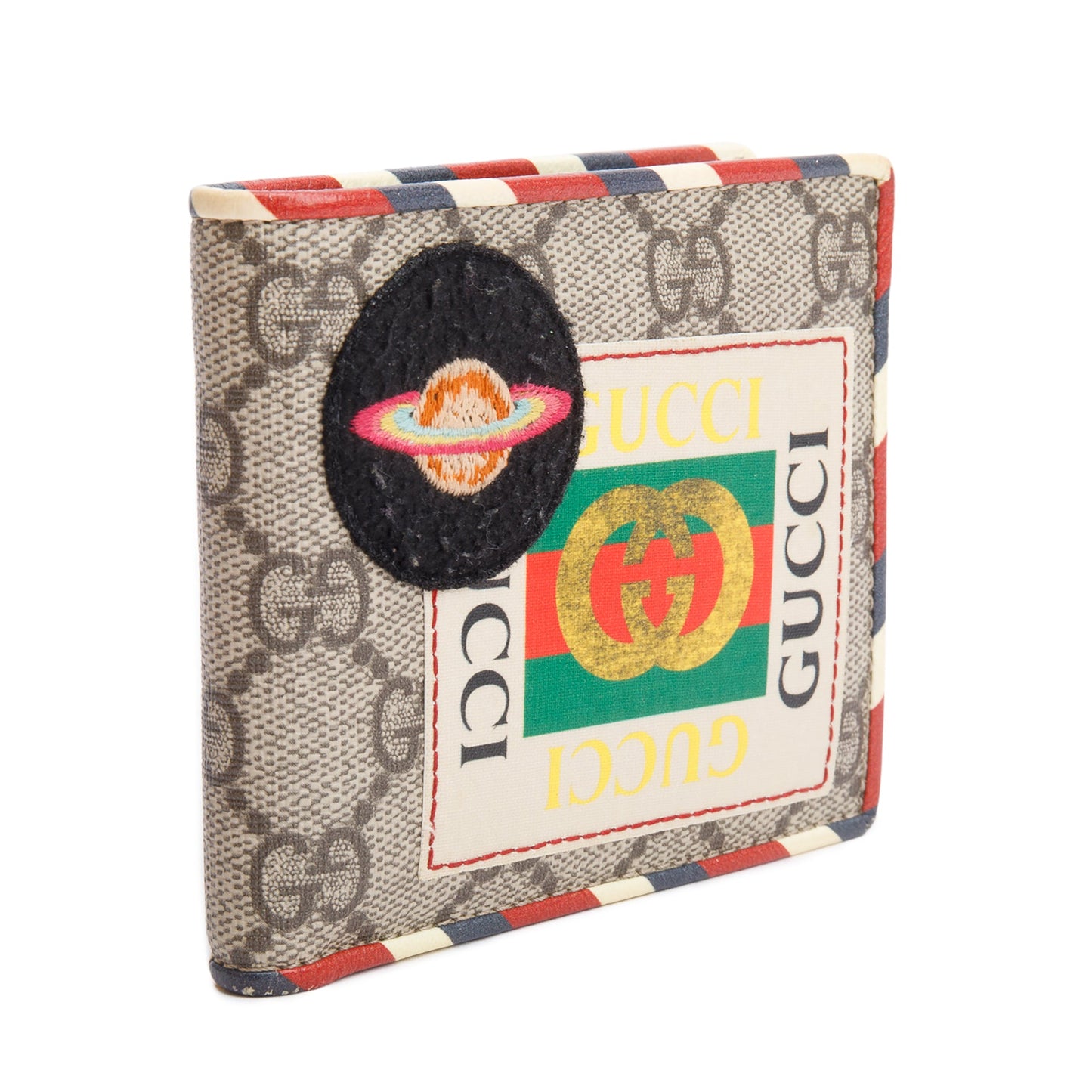 Gucci Beige & Multicolour Courrier GG Supreme Bifold Wallet