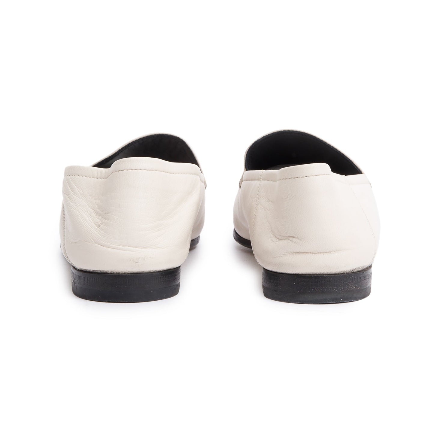 Gucci White Leather Brixston Loafers, Size 36.5
