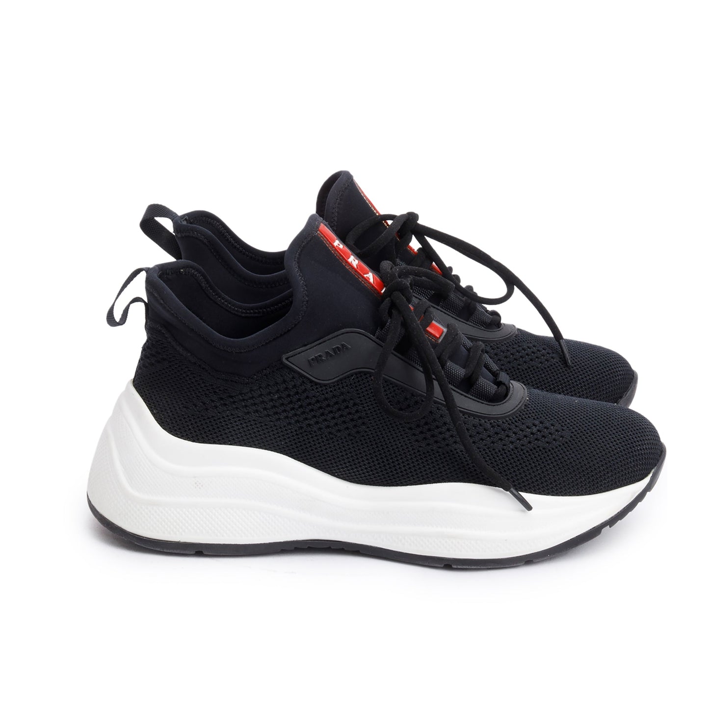 Prada Black Neoprene Nylon Sport Sneakers, Size 37