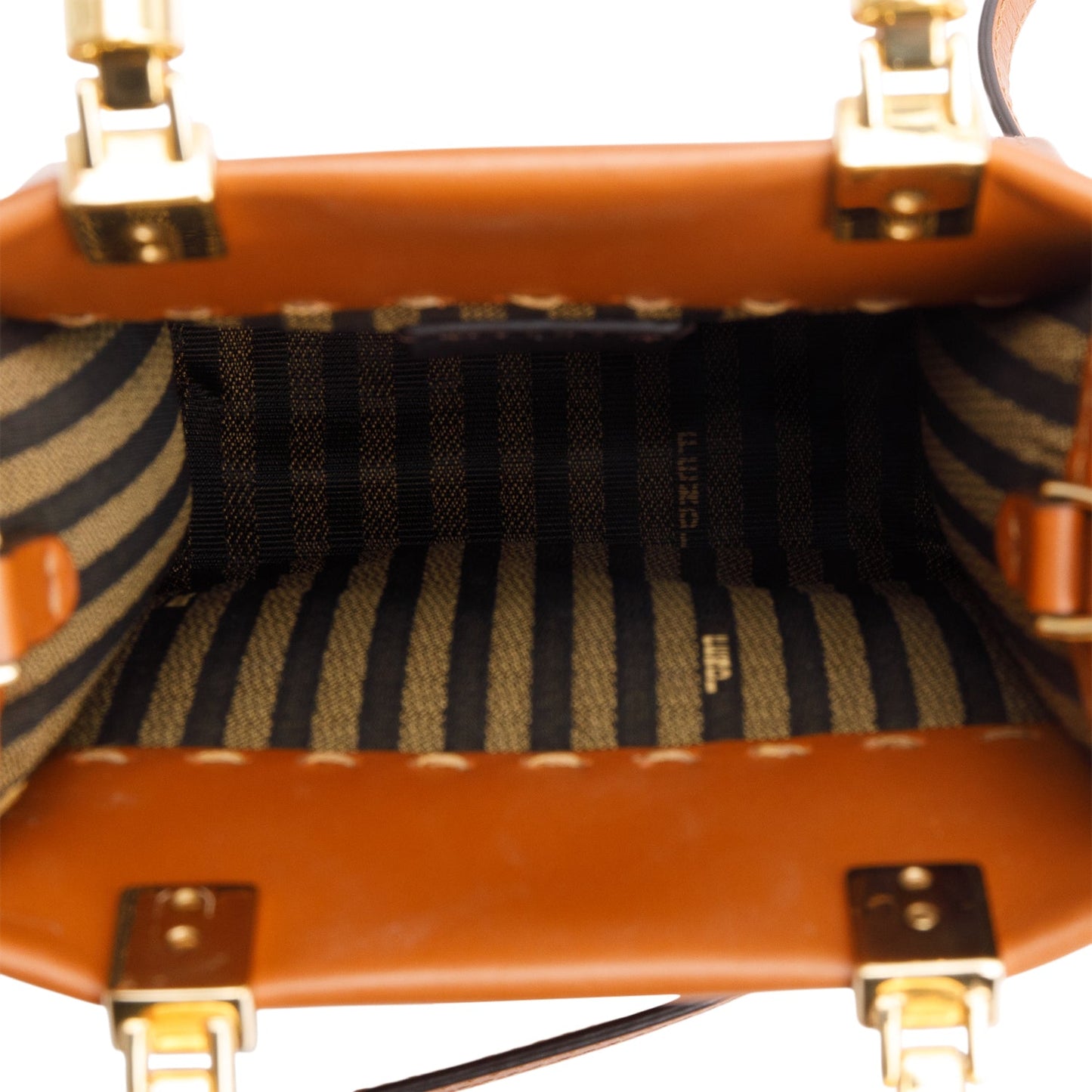 Fendi Brown Calfskin Leather Mini Sunshine Shopper Tote