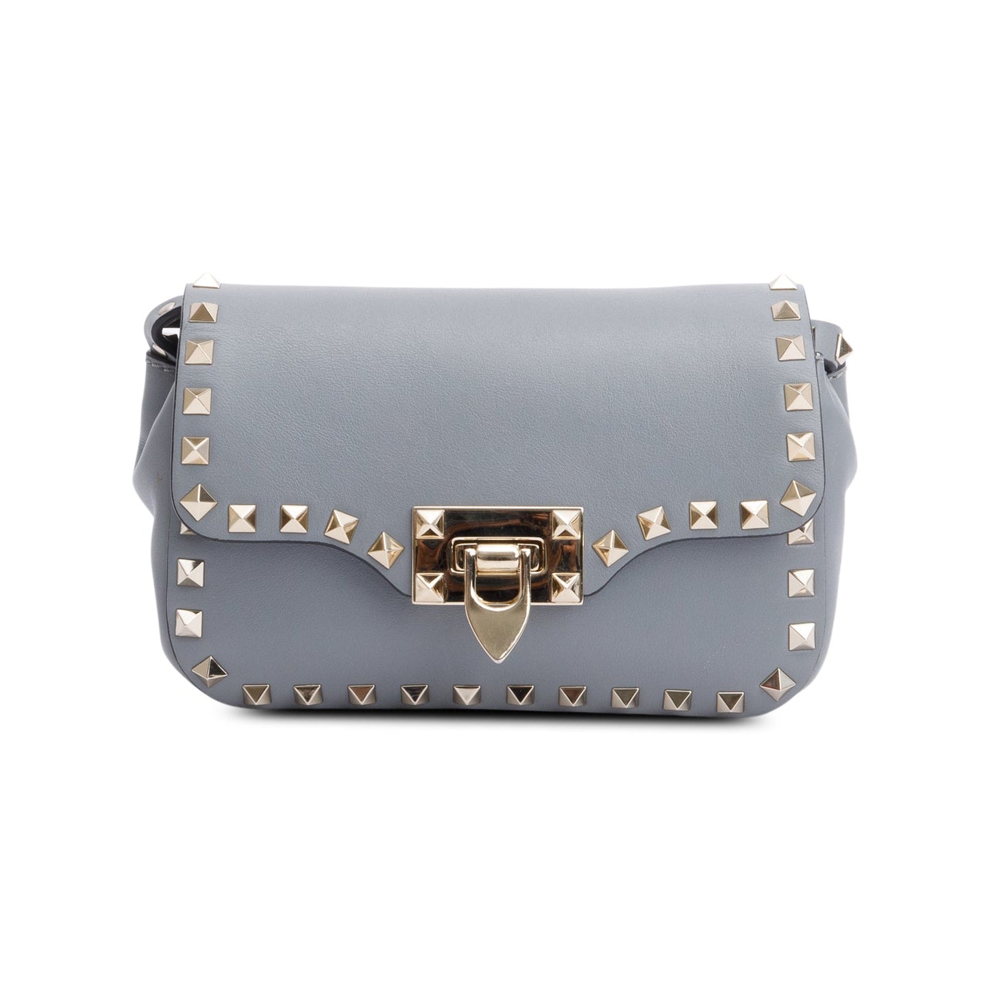 Valentino Grey Calfskin Leather Rockstud Crossbody Bag