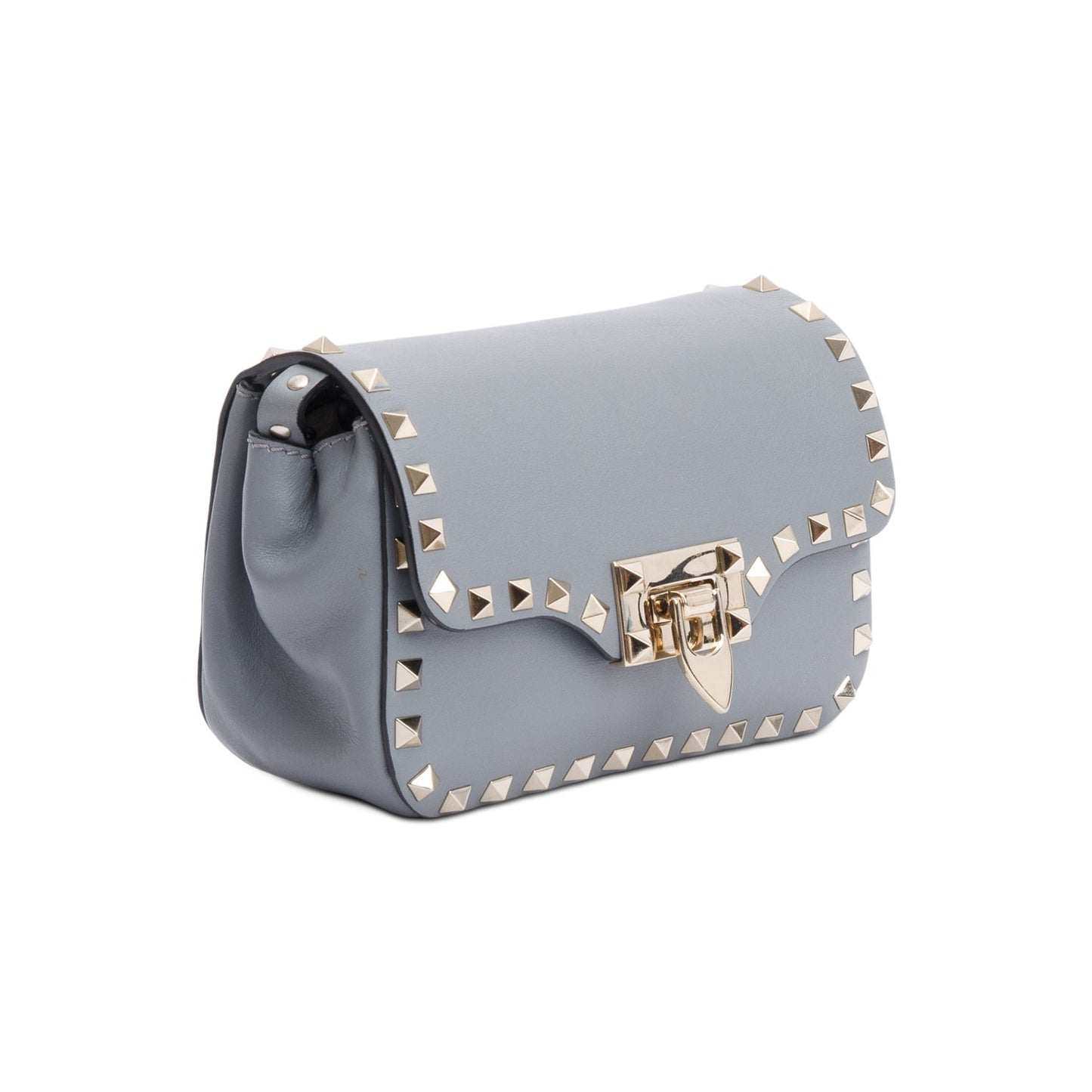 Valentino Grey Calfskin Leather Rockstud Crossbody Bag