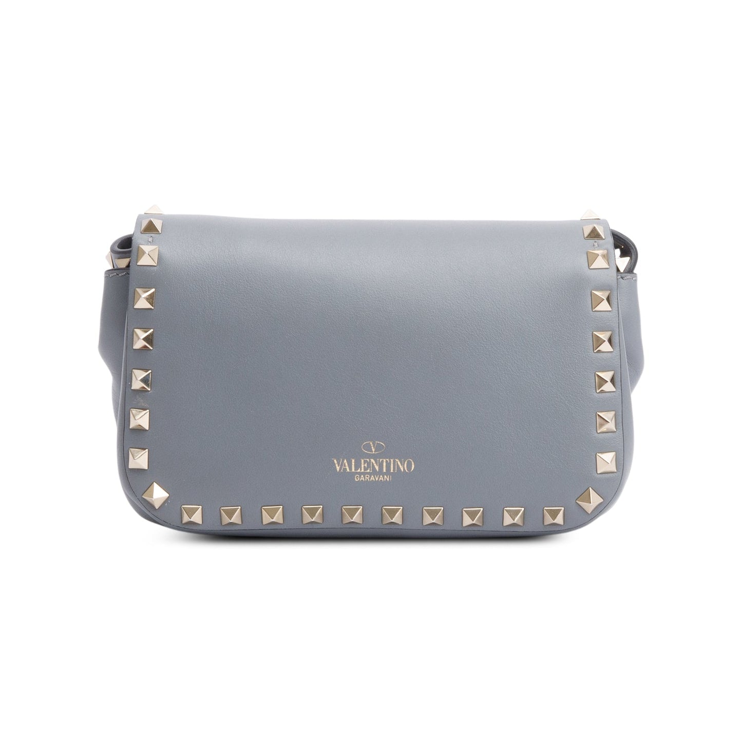 Valentino Grey Calfskin Leather Rockstud Crossbody Bag