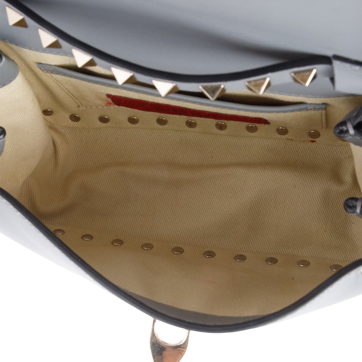 Valentino Grey Calfskin Leather Rockstud Crossbody Bag